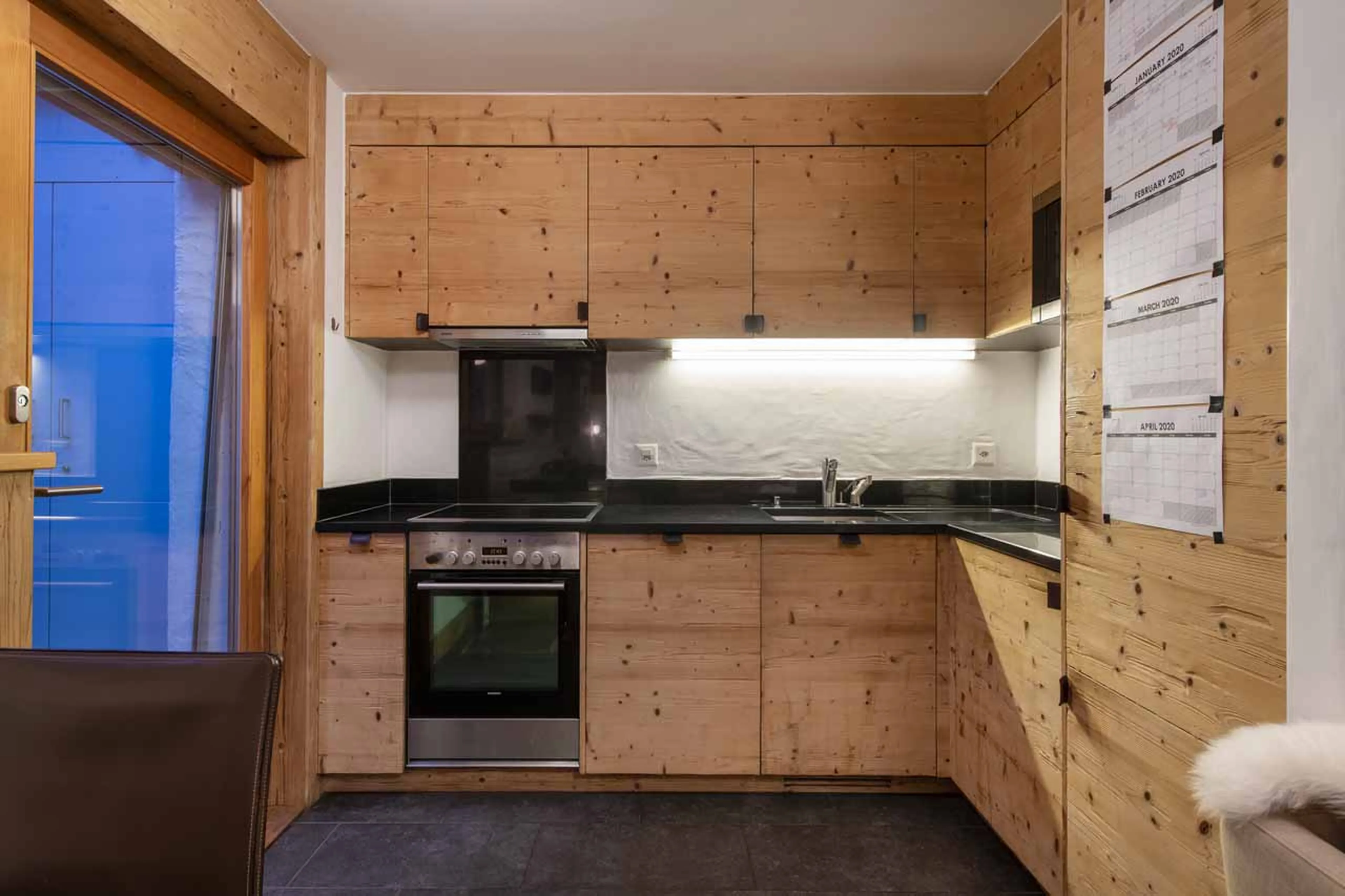 Studio kitchen at Chalet Spa in Verbier