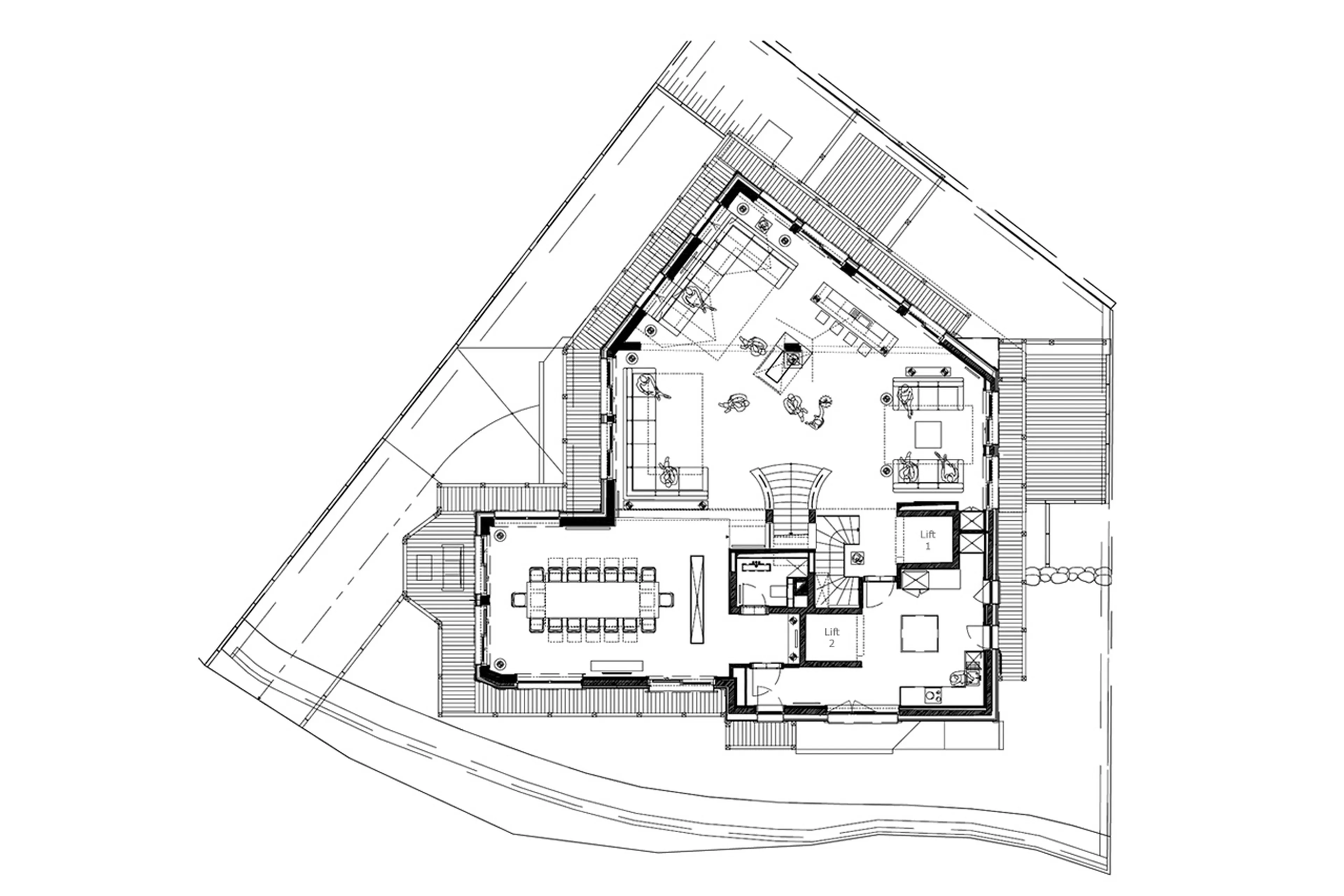 Level 1 floor plan of Chalet Tahoe in Courchevel 1850