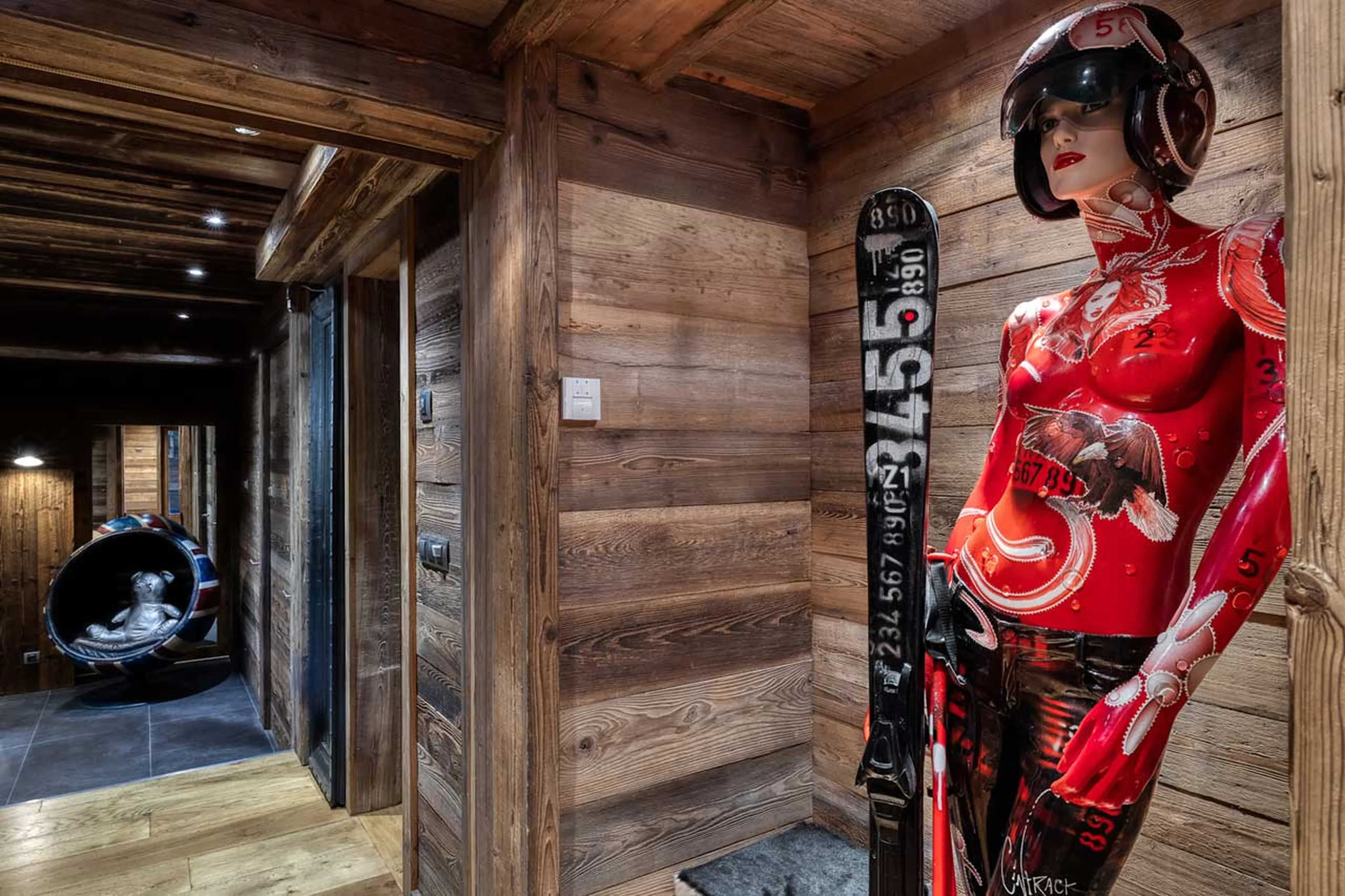 Entrance to ski room of Chalet Talland in Megeve