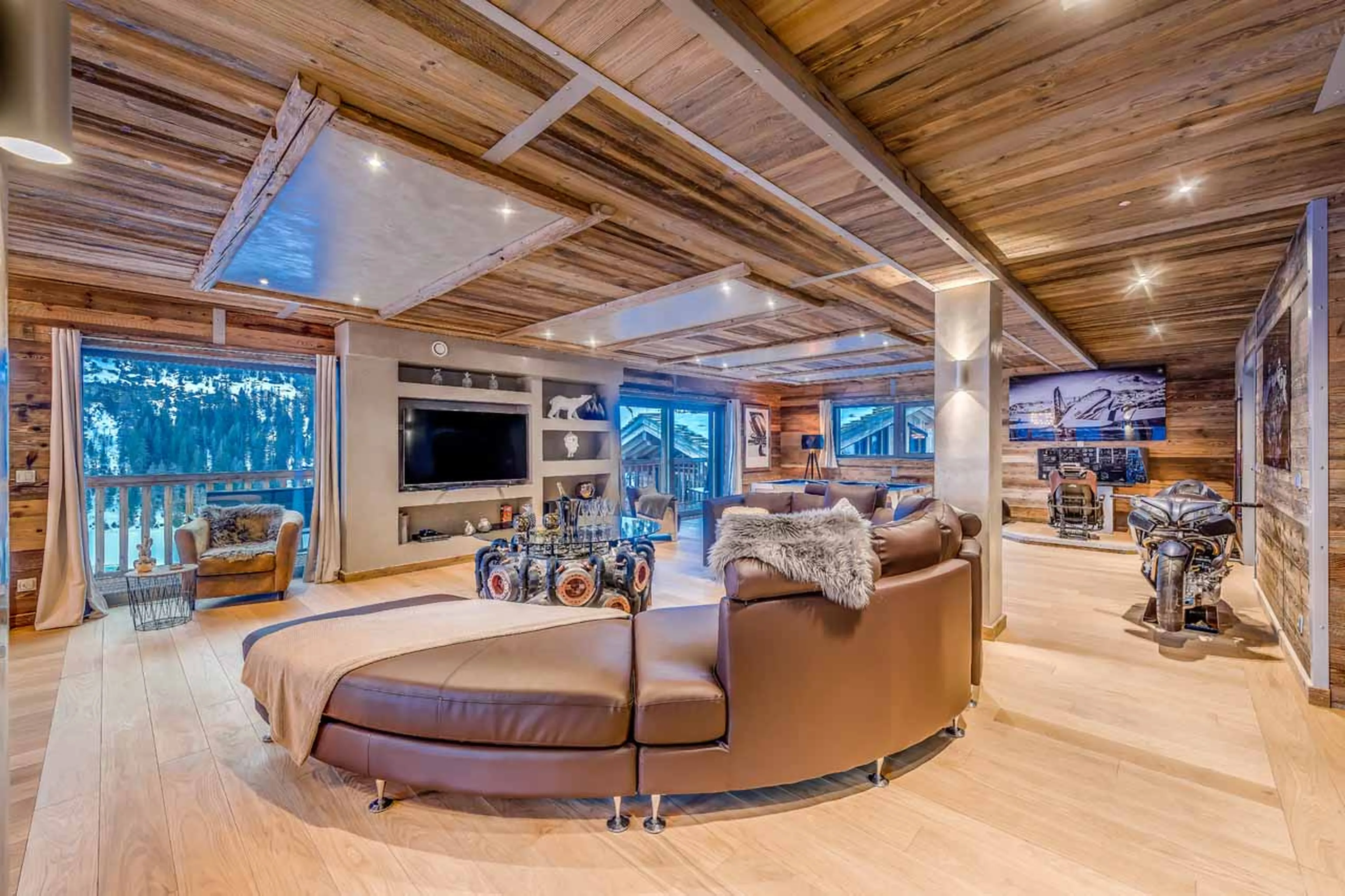 Open plan living area at Chalet Tango in Tignes
