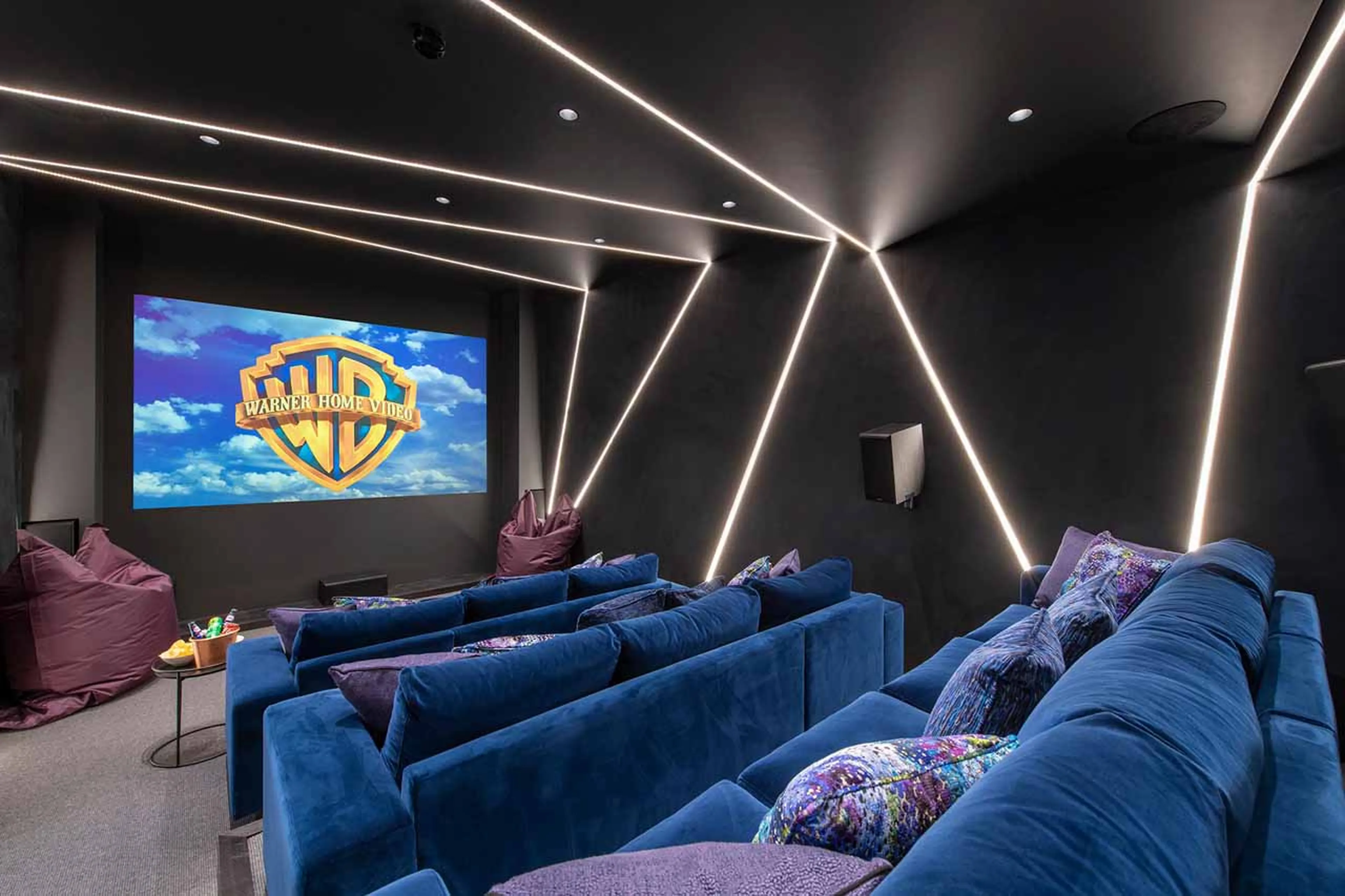 Tiered seating in cinema room of Chalet Tataali in Morzine