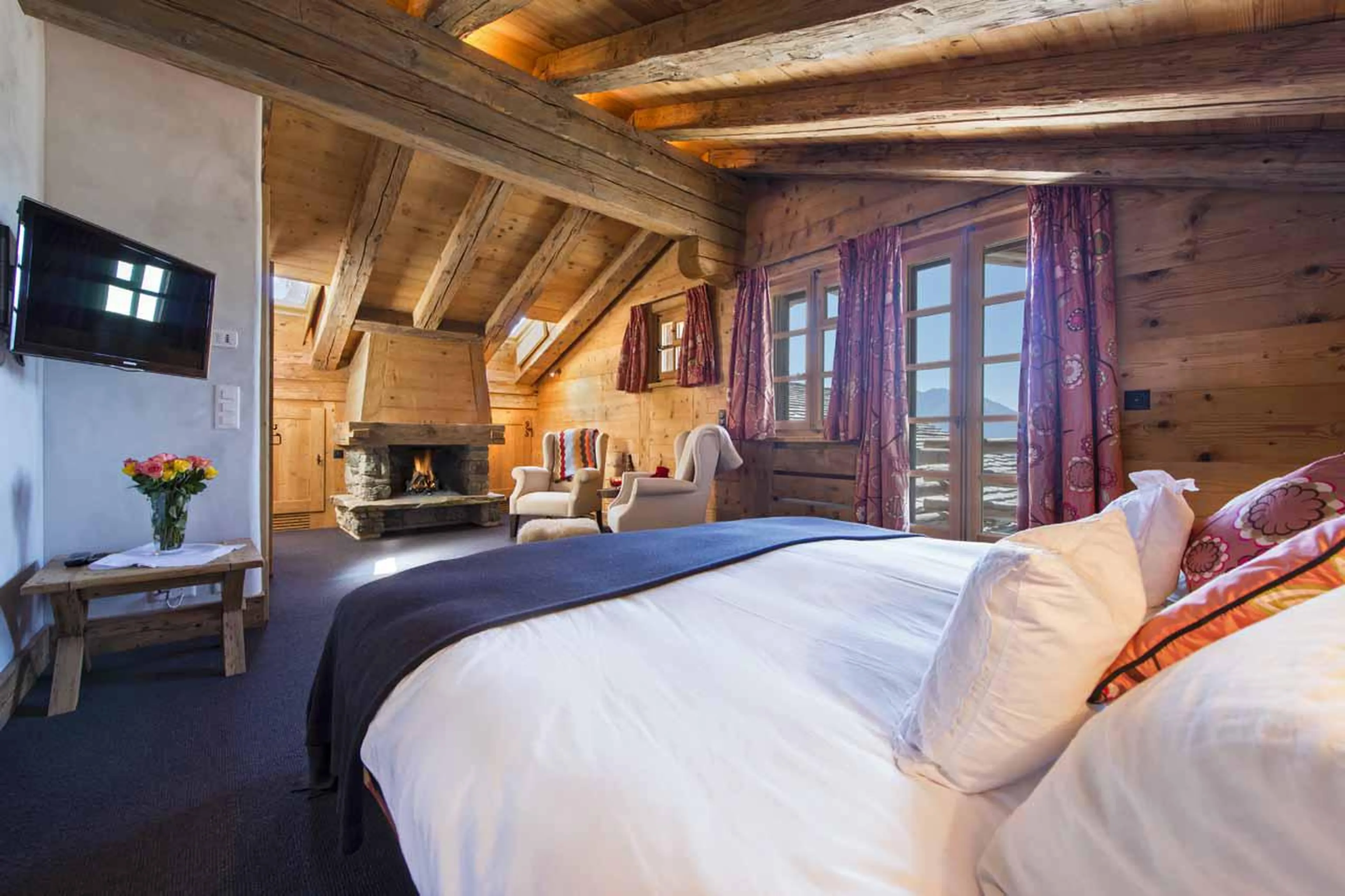 Bedroom one at Chalet Tesseln in Verbier
