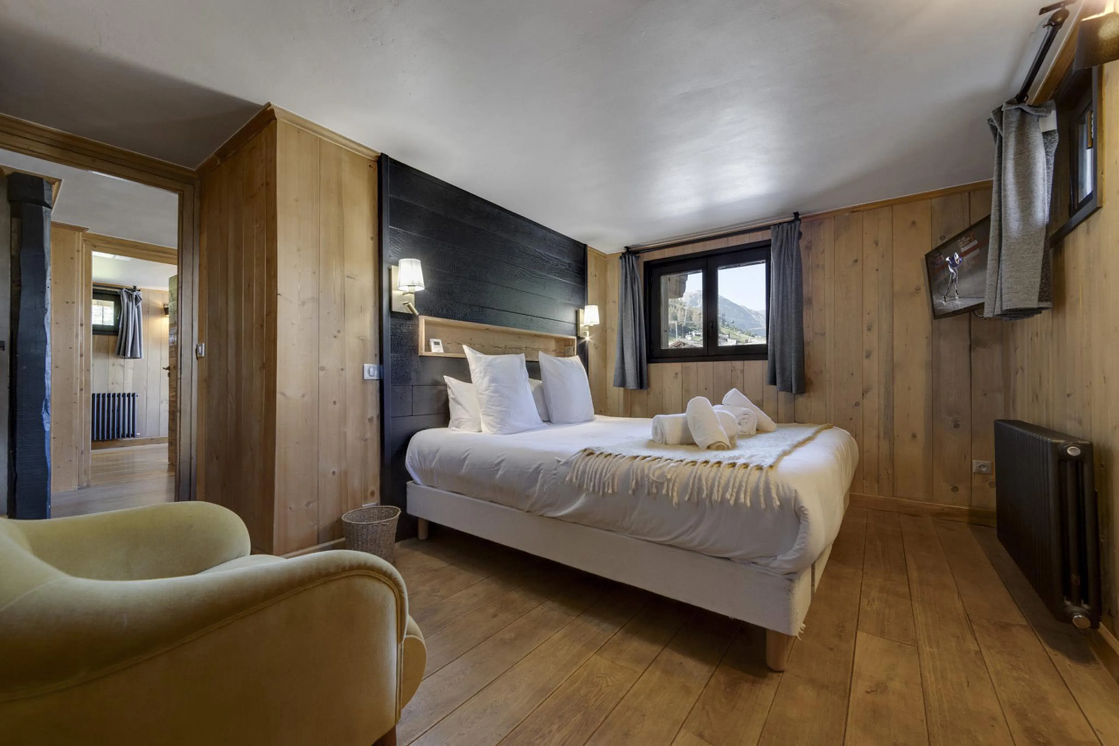 Bedroom one at Chalet Thovex in Val d'Isere