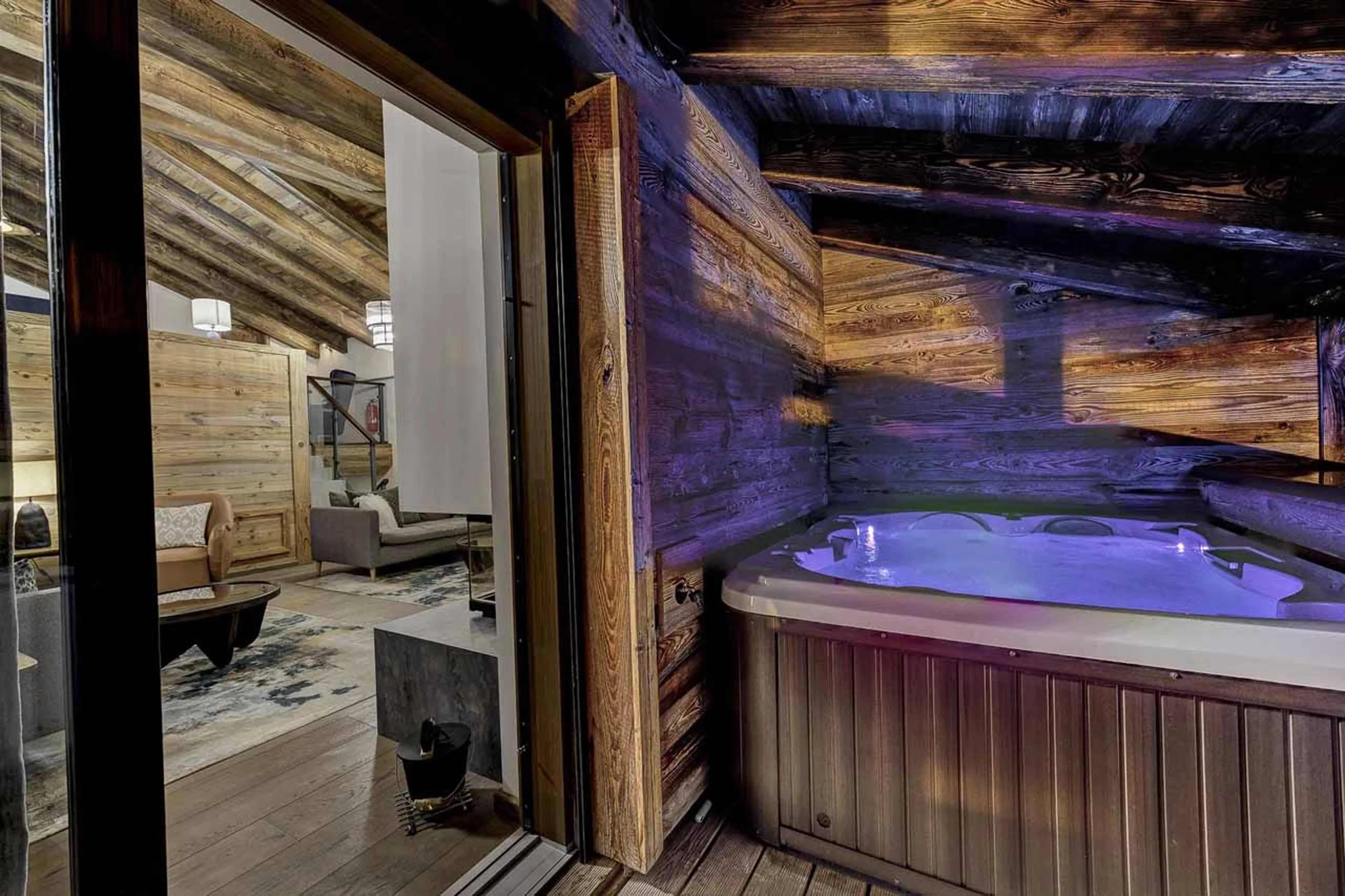 Jacuzzi on balcony at Chalet Goldilocks & Three Bears in Morzine