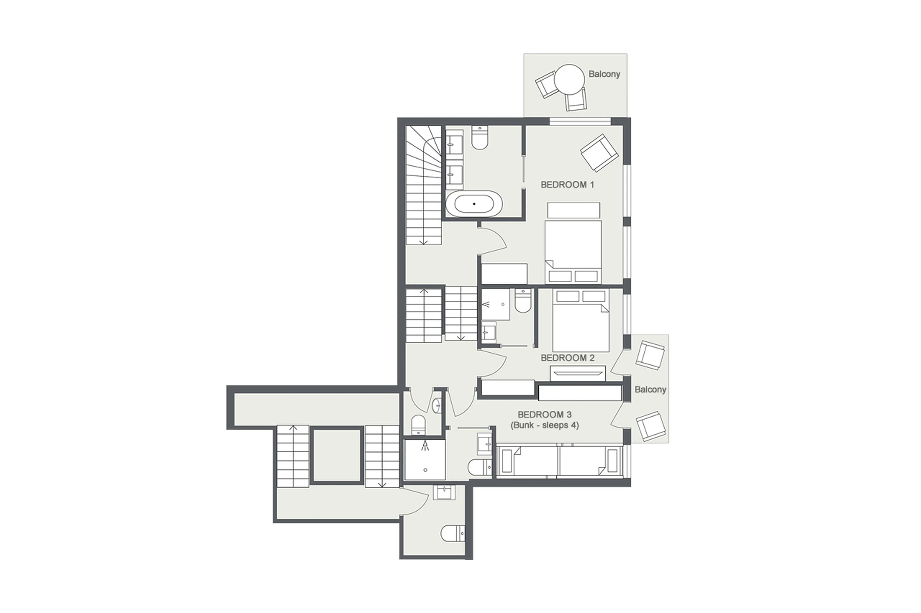 Lower level floor plan of Chalet Three Bears in Morzine