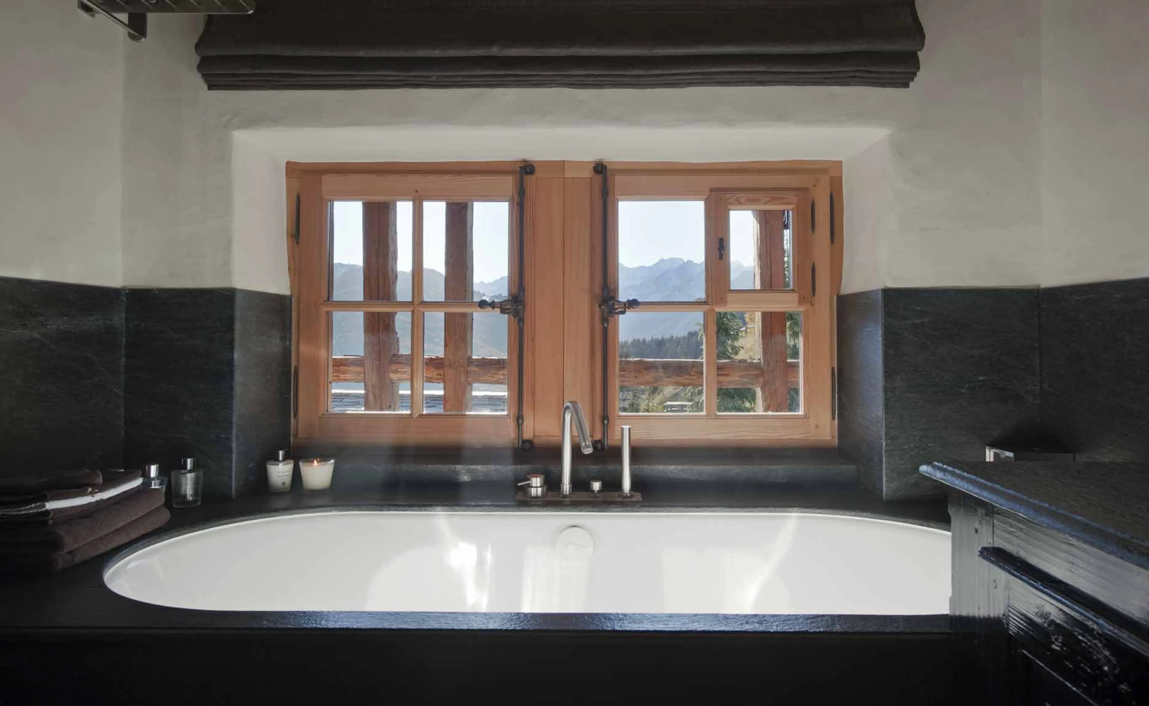 Views from bathtub at Chalet Tigre in Verbier