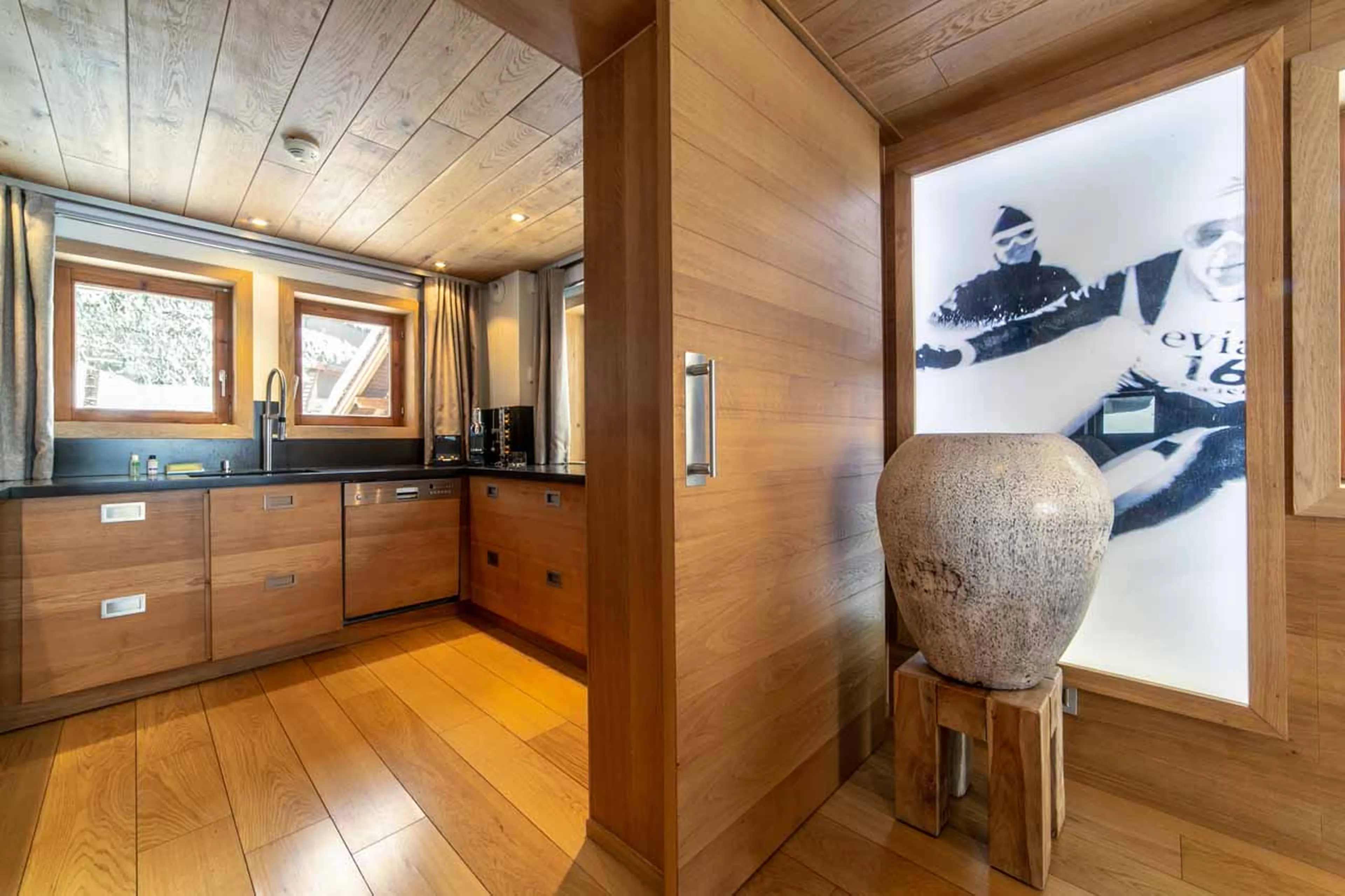 Entrance to kitchen at Chalet Timeless in Courchevel 1850