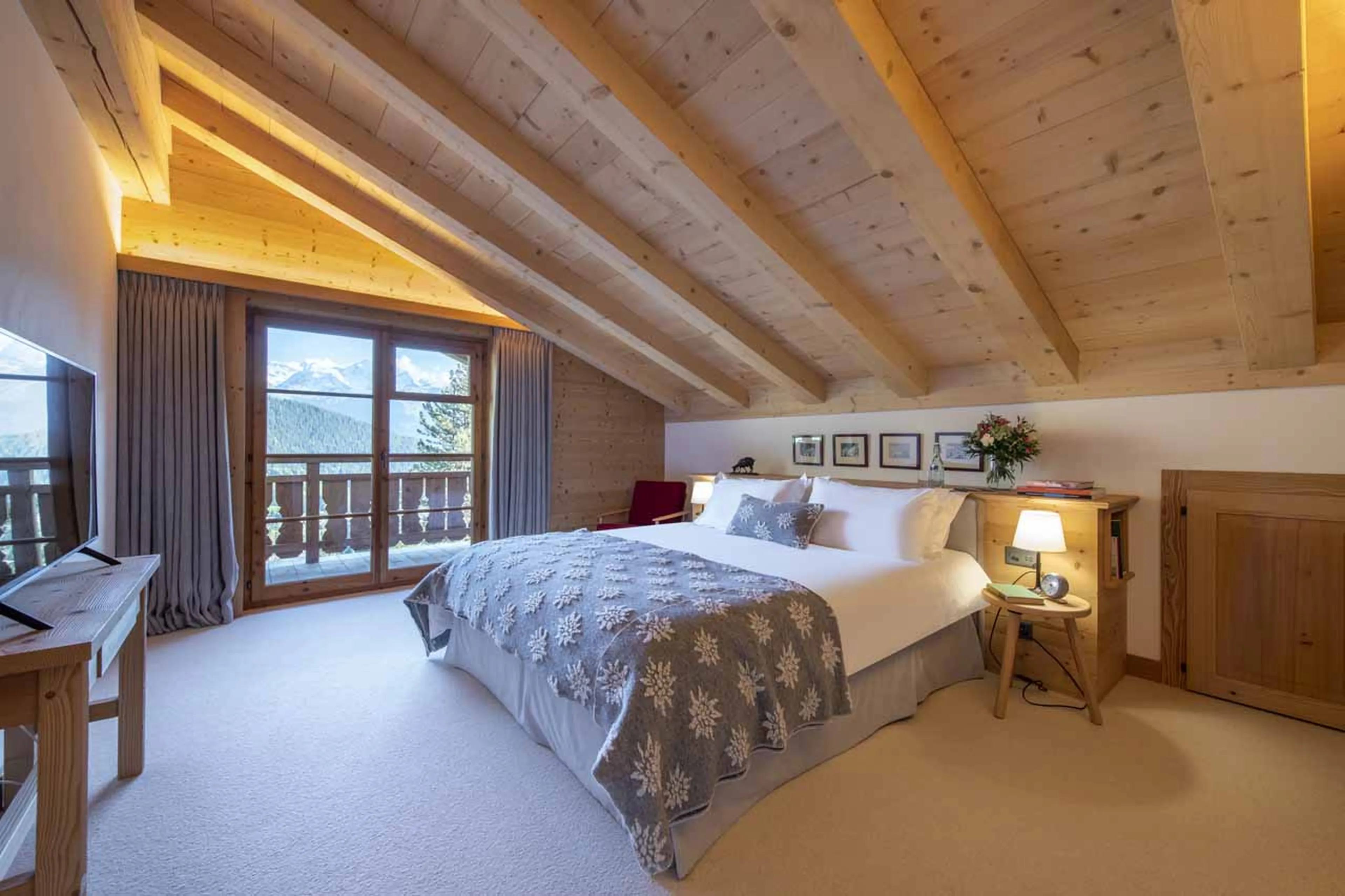 Bedroom one at Chalet Tire Bouchon in Verbier
