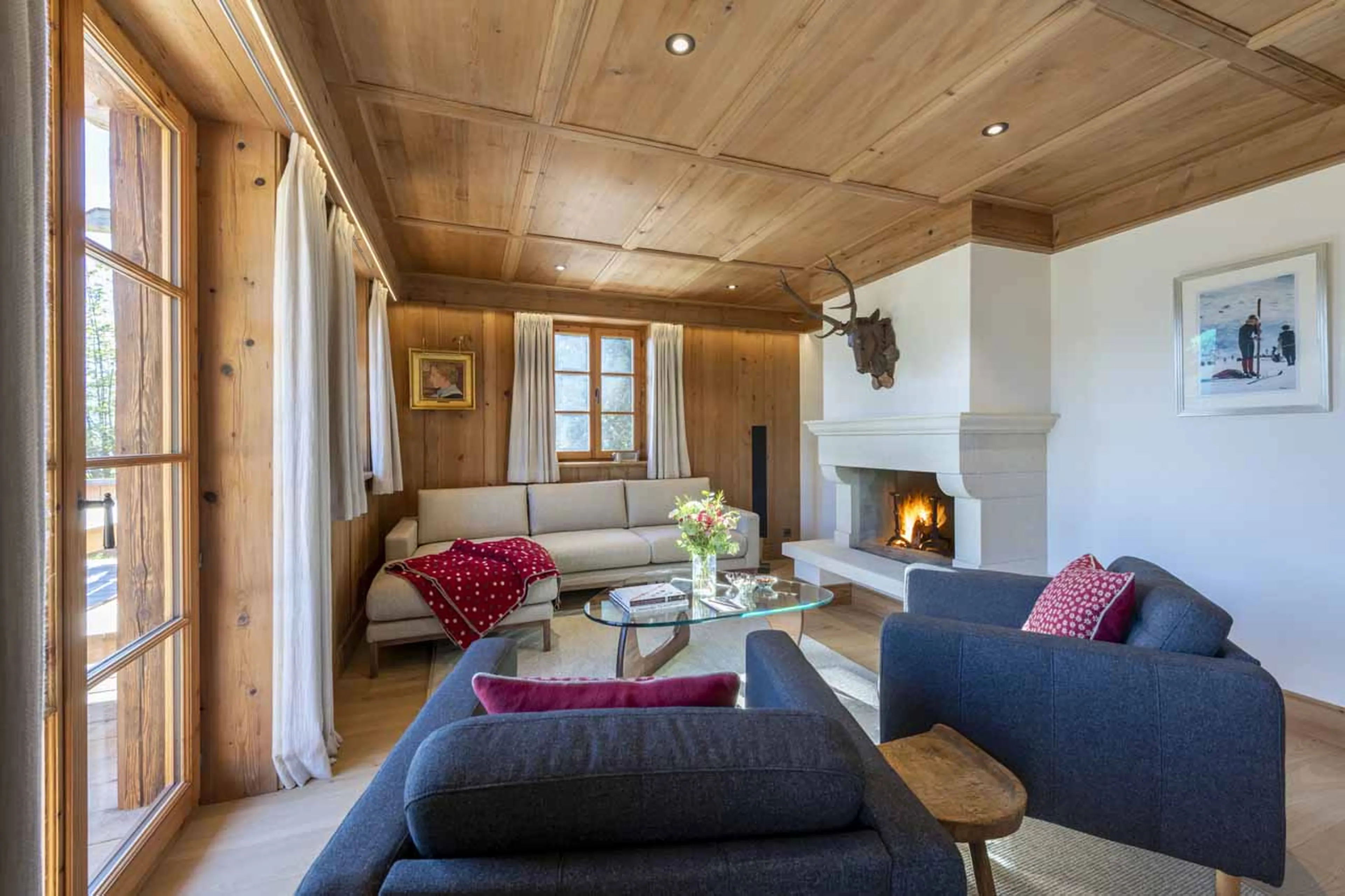 Living area at Chalet Tire Bouchon in Verbier