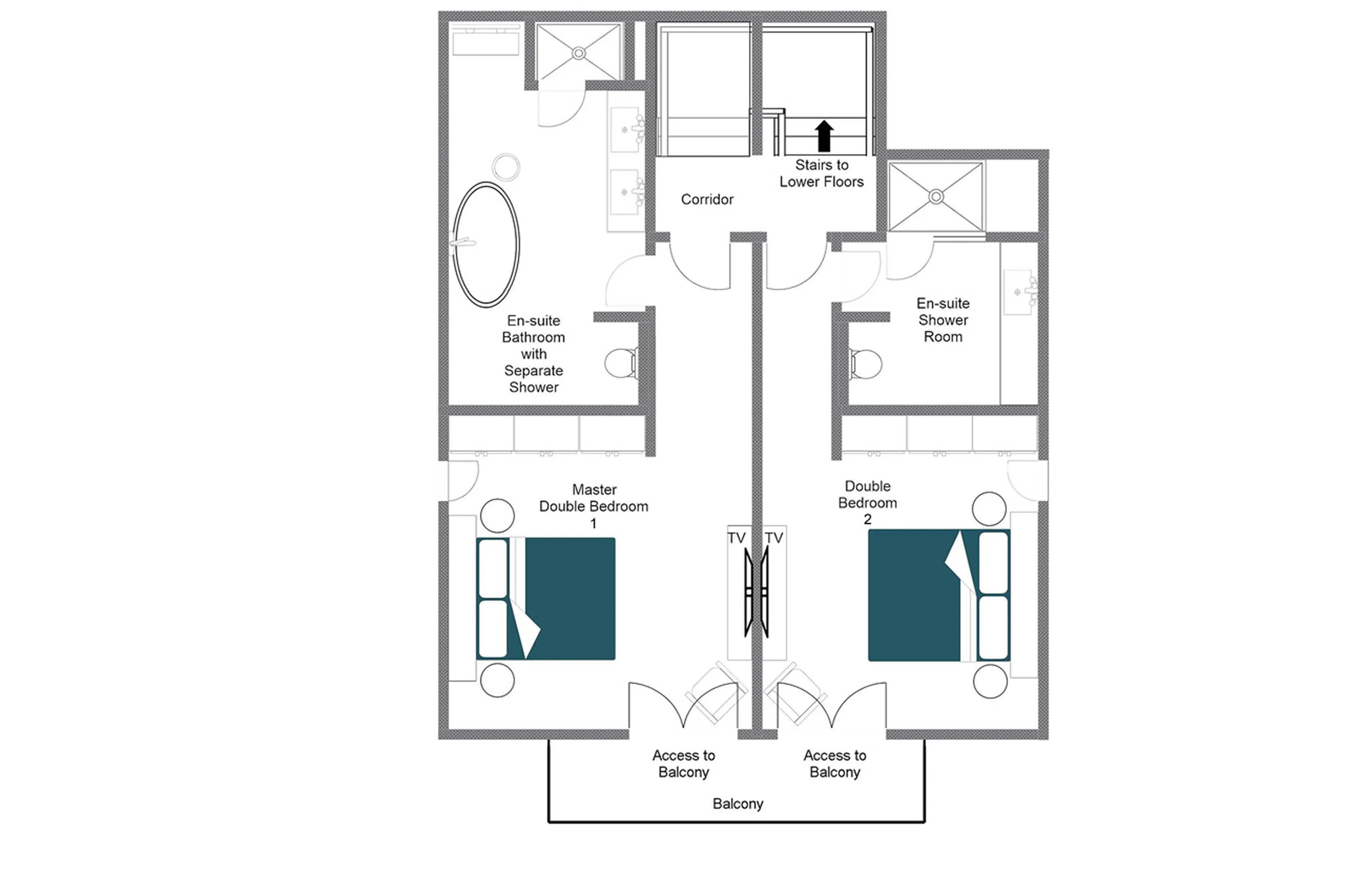 Level 2 floor plan of Chalet Tire Bouchon in Verbier