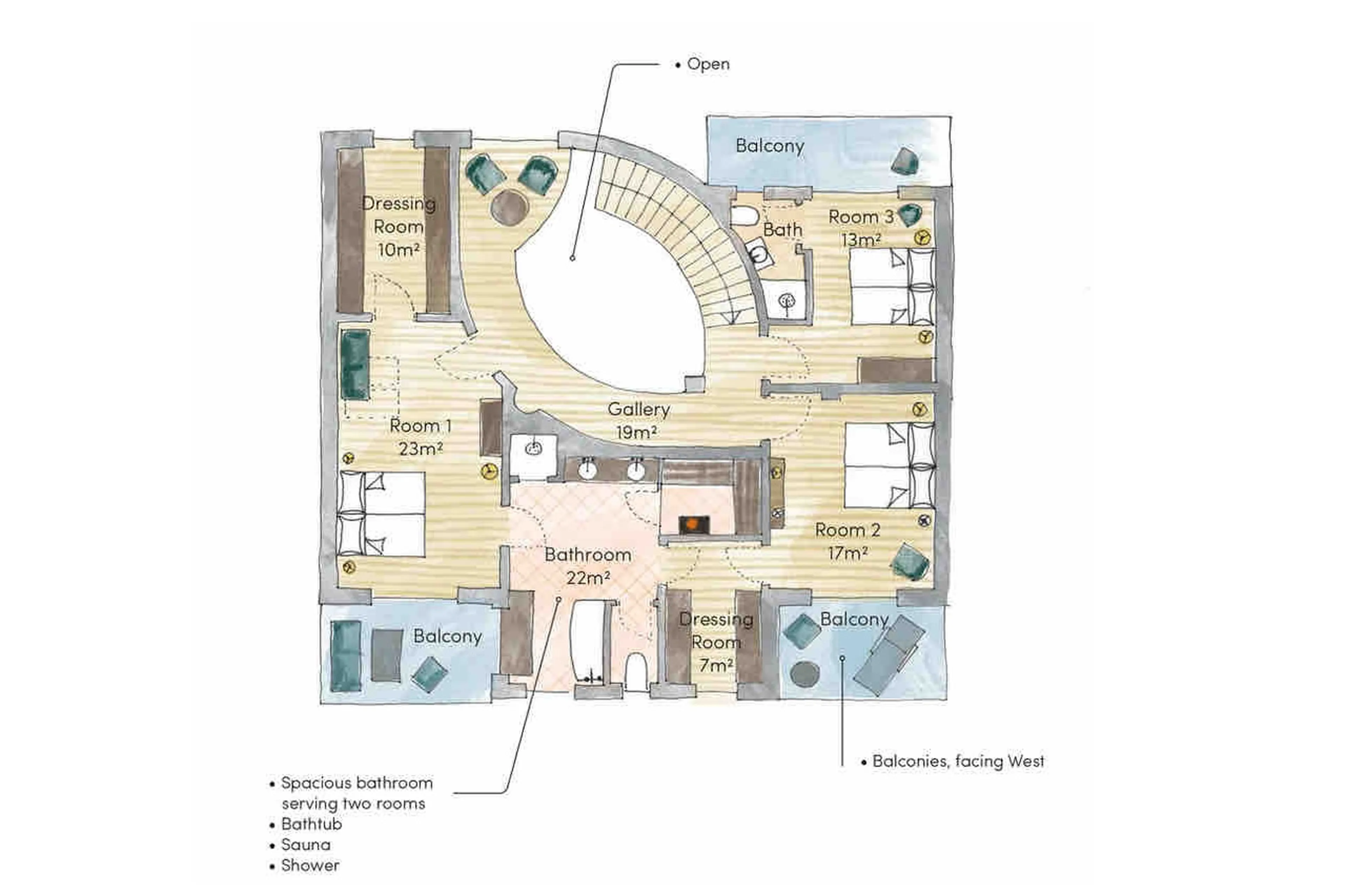 Level 1 floor plan of Chalet Toda in Lech