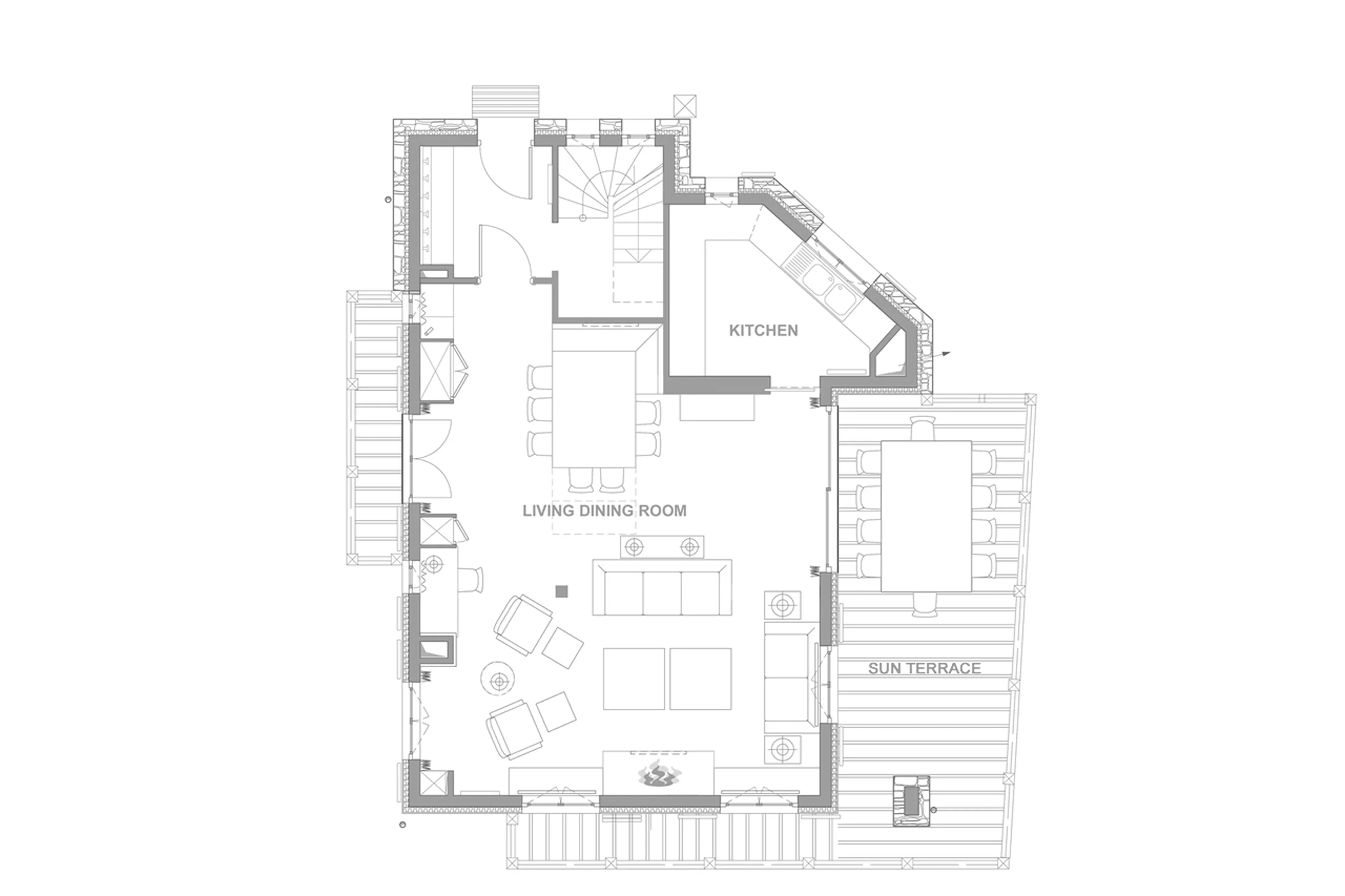 Level 1 floor plan at Chalet Trois Ours in Meribel