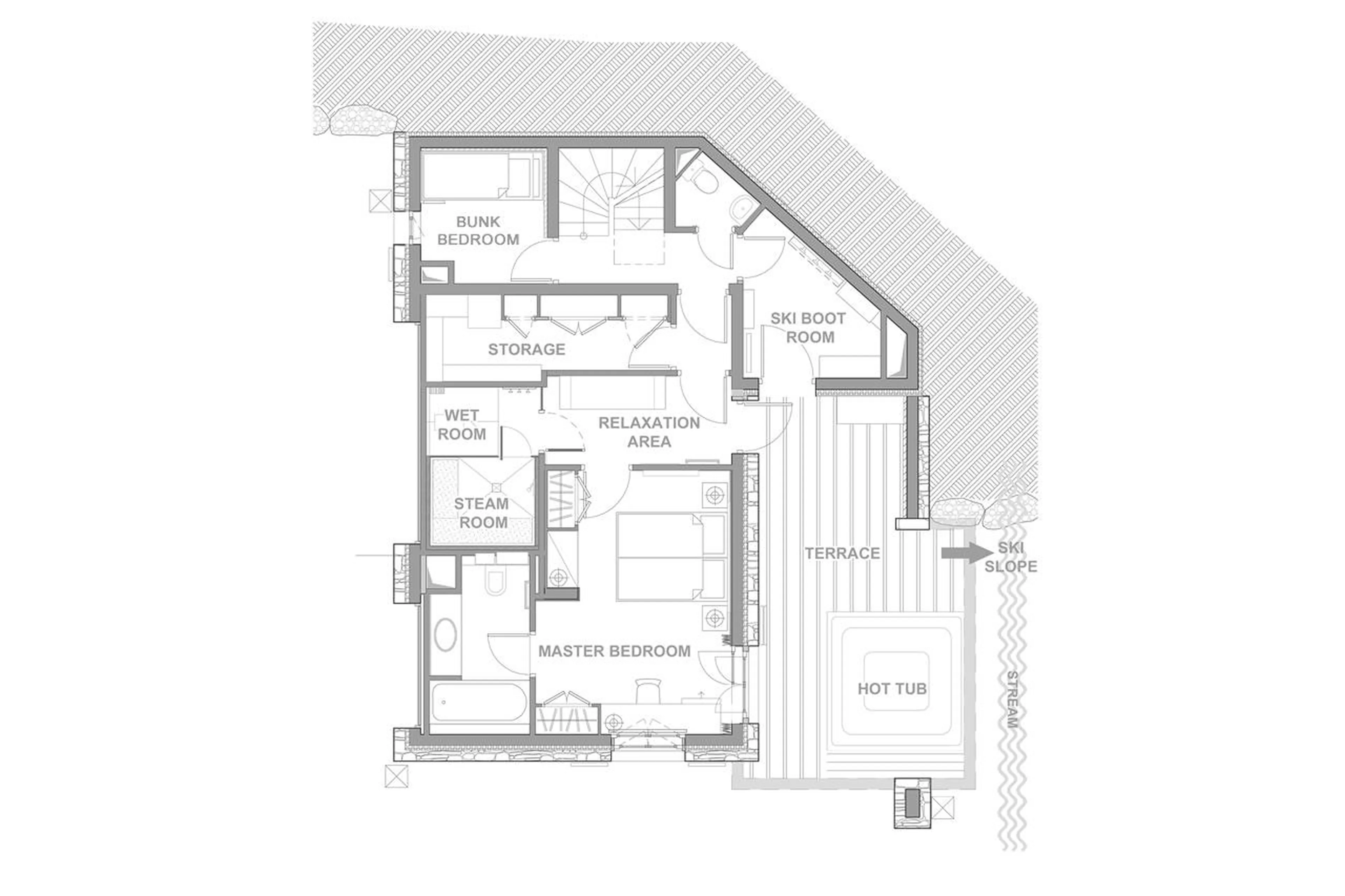 Level 0 floor plan at Chalet Trois Ours in Meribel
