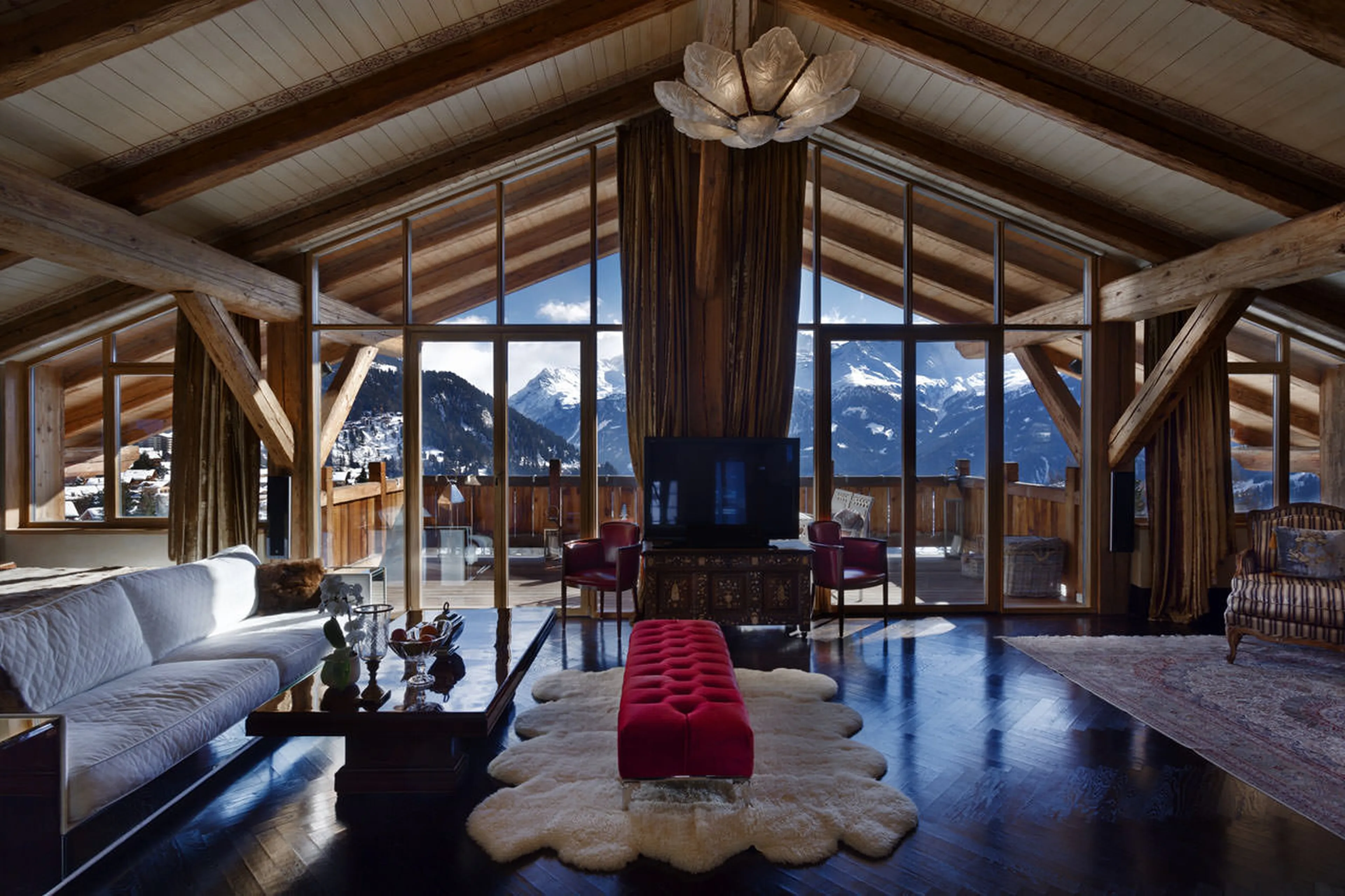 Master bedroom balcony at Chalet Truffe Blanche in Verbier