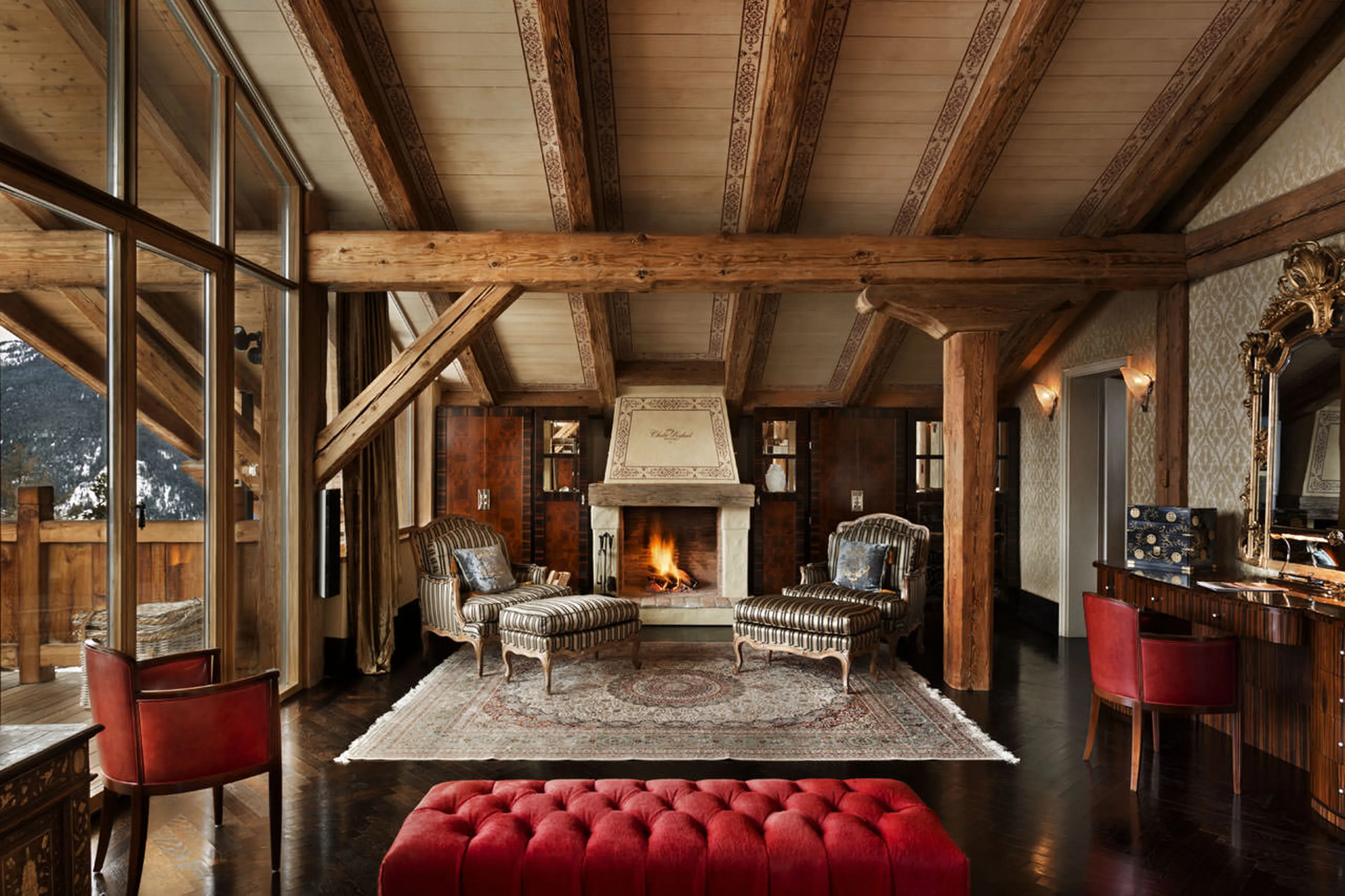 Master bedroom sitting area in Chalet Truffe Blanche in Verbier