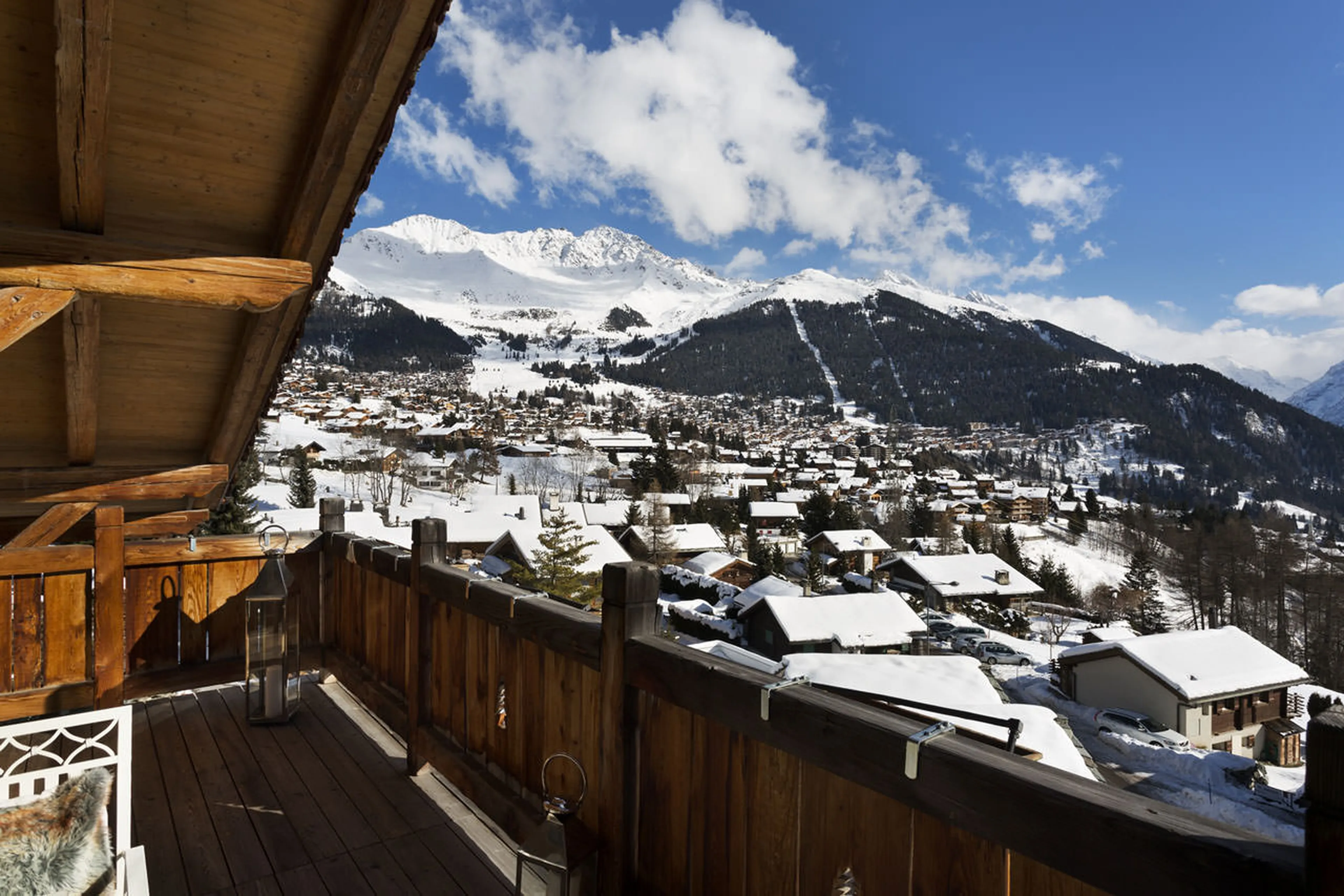View from balcony of Chalet Truffe Blanche in Verbier