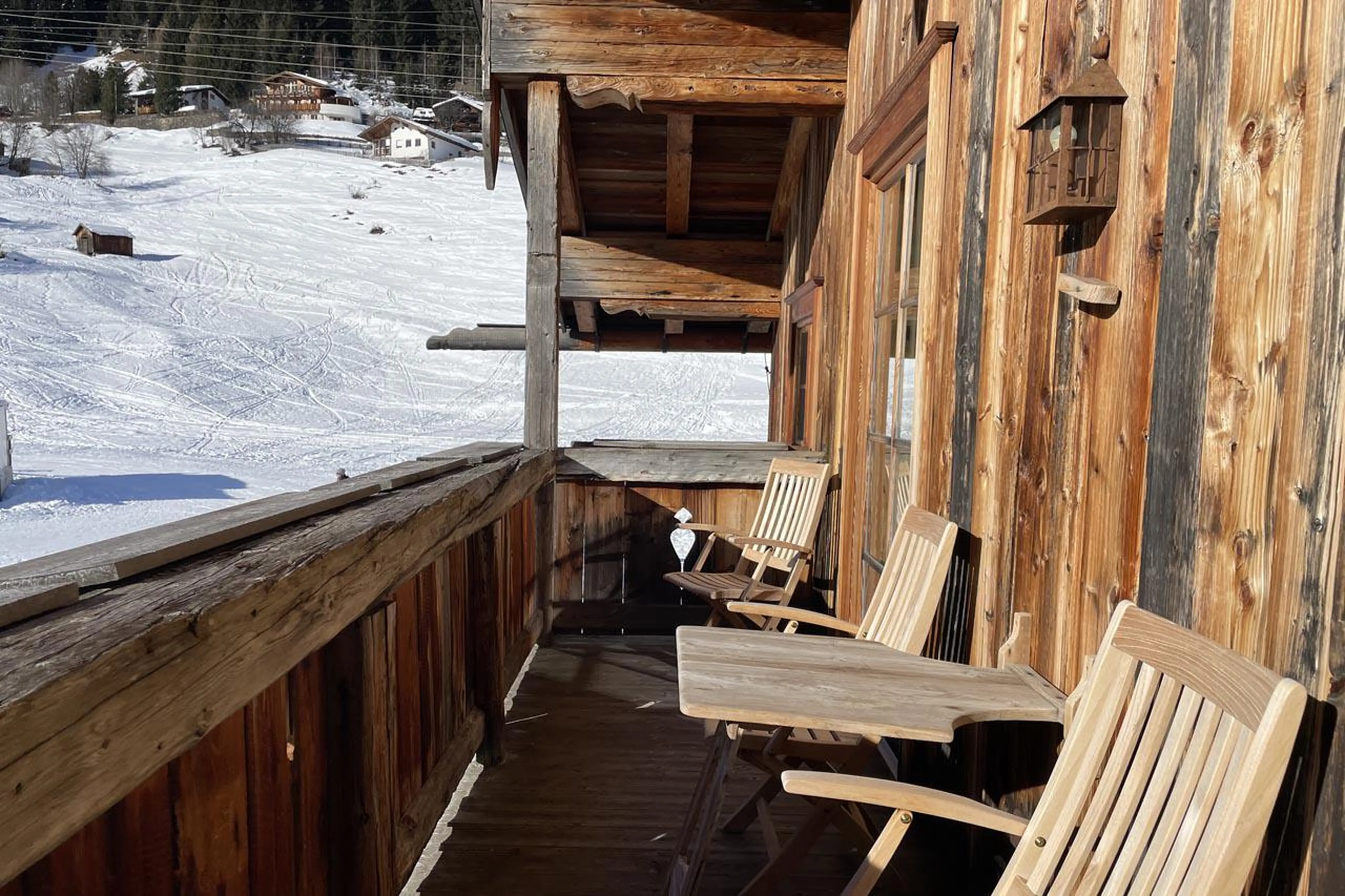 Seating on balcony at Chalet Tschoder in St Anton