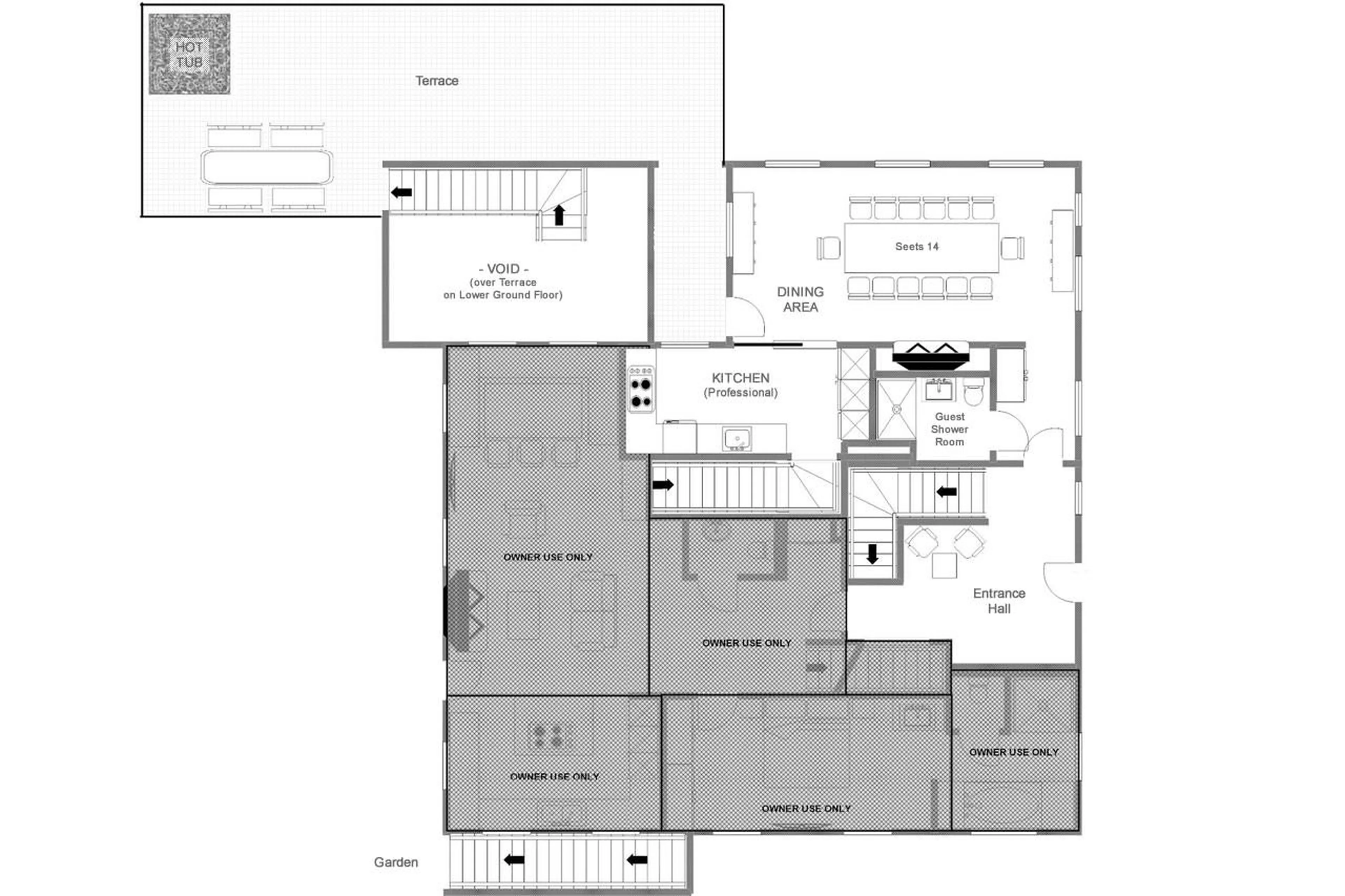 Level 0 floor plan of Chalet Tschoder in St Anton