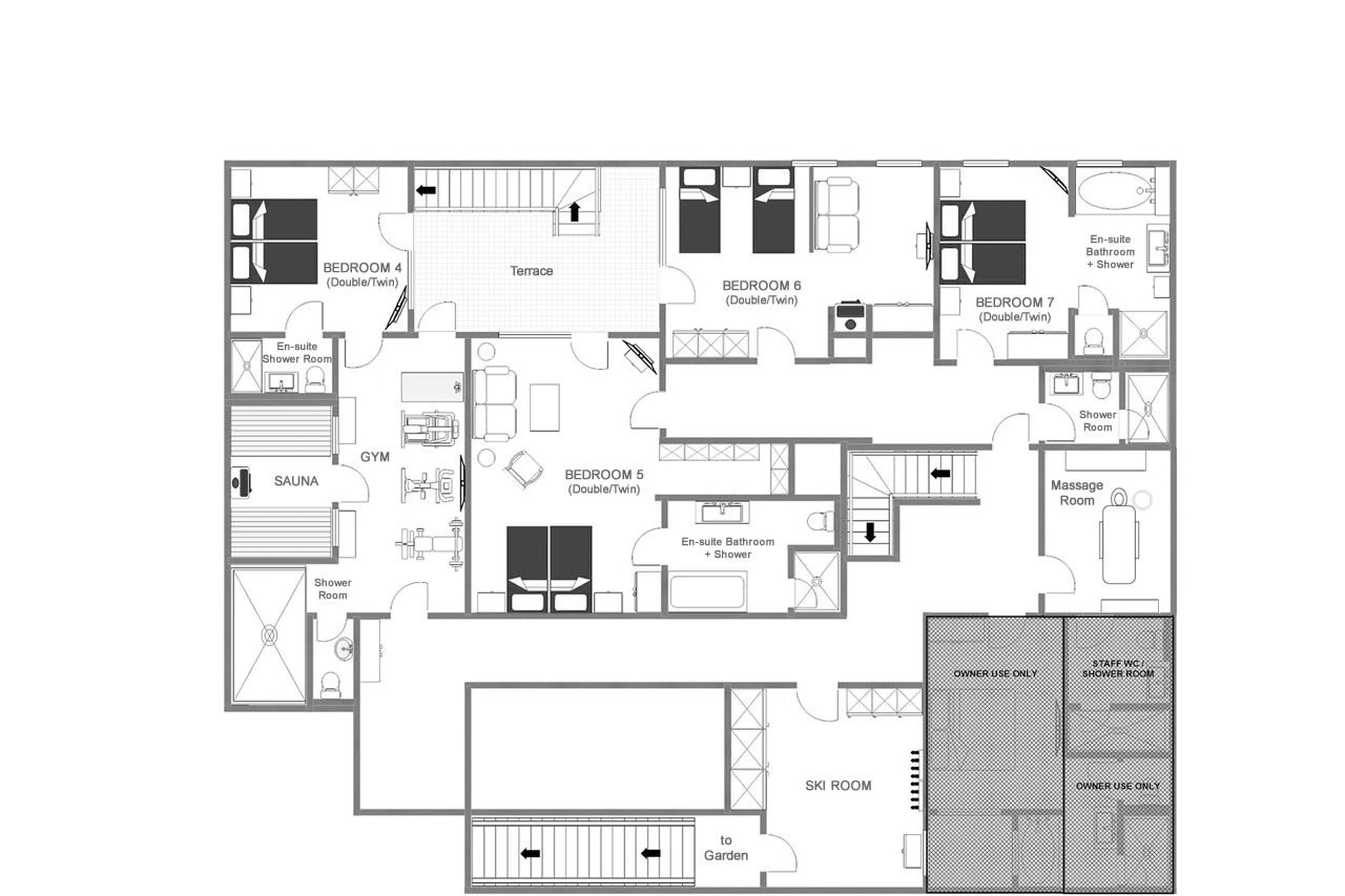 Level -1 floor plan of Chalet Tschoder in St Anton