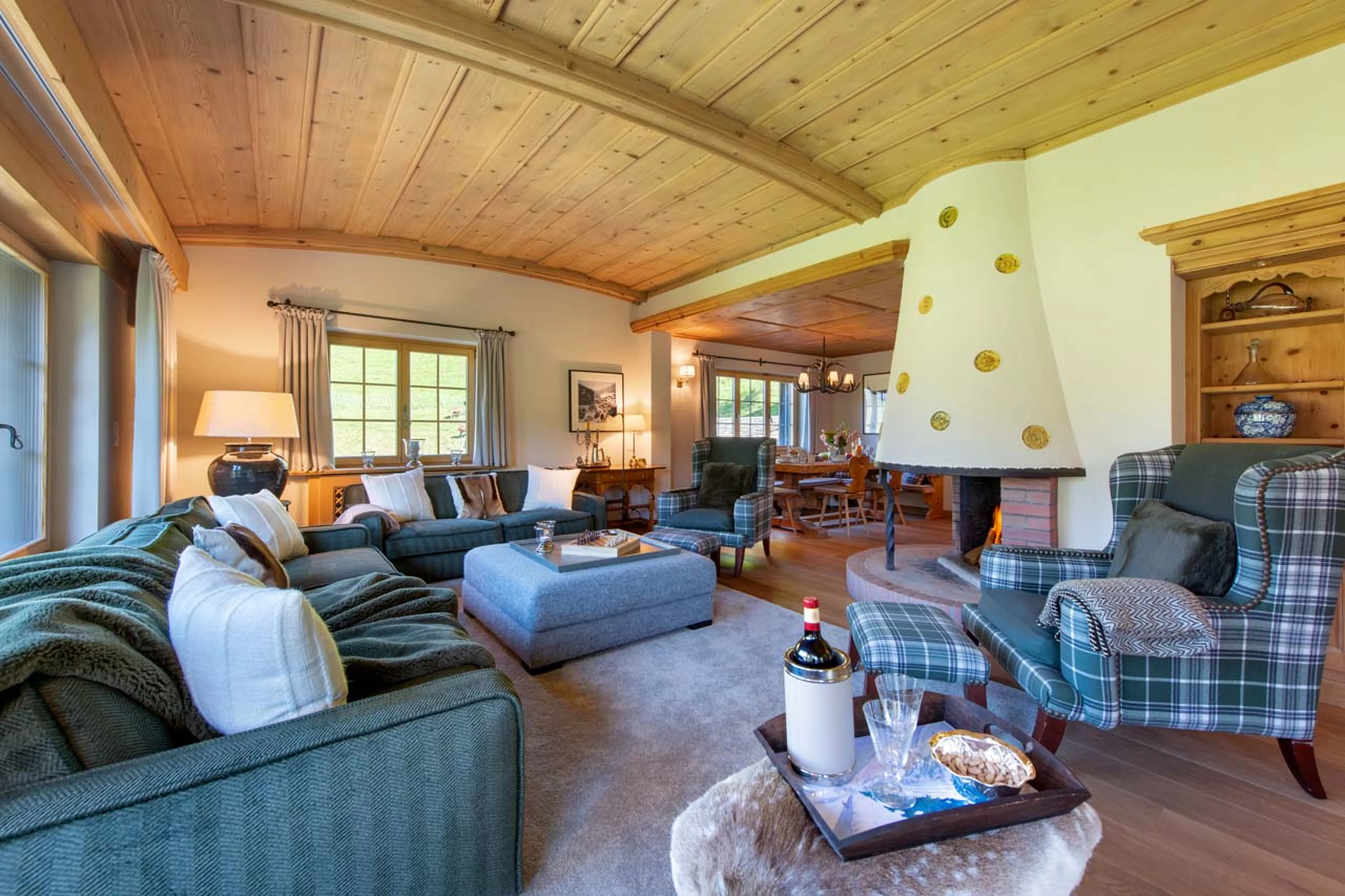 Living area at Chalet Tschuetta in Klosters
