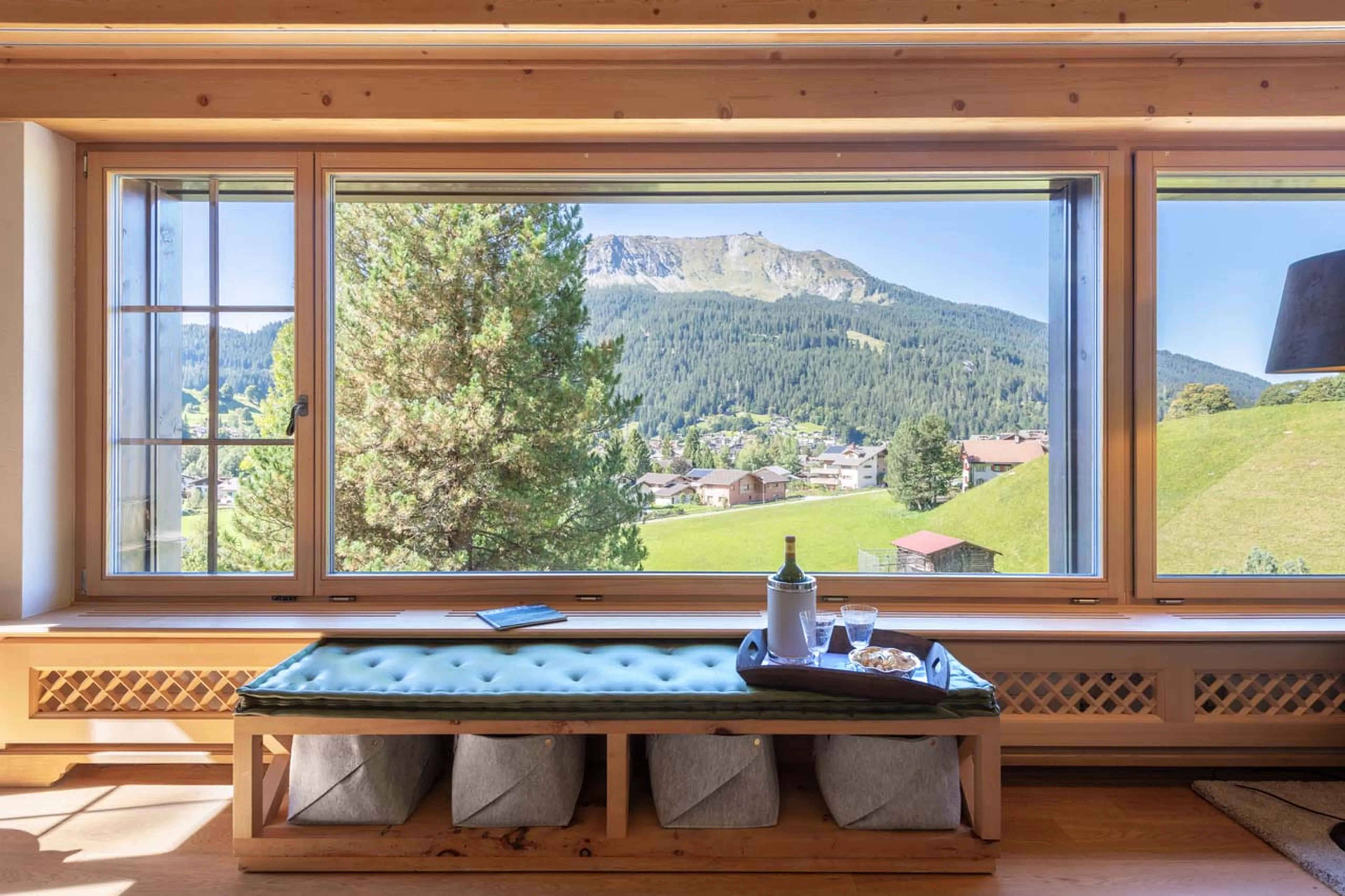 Panoramic views from living area of Chalet Tschuetta in Klosters
