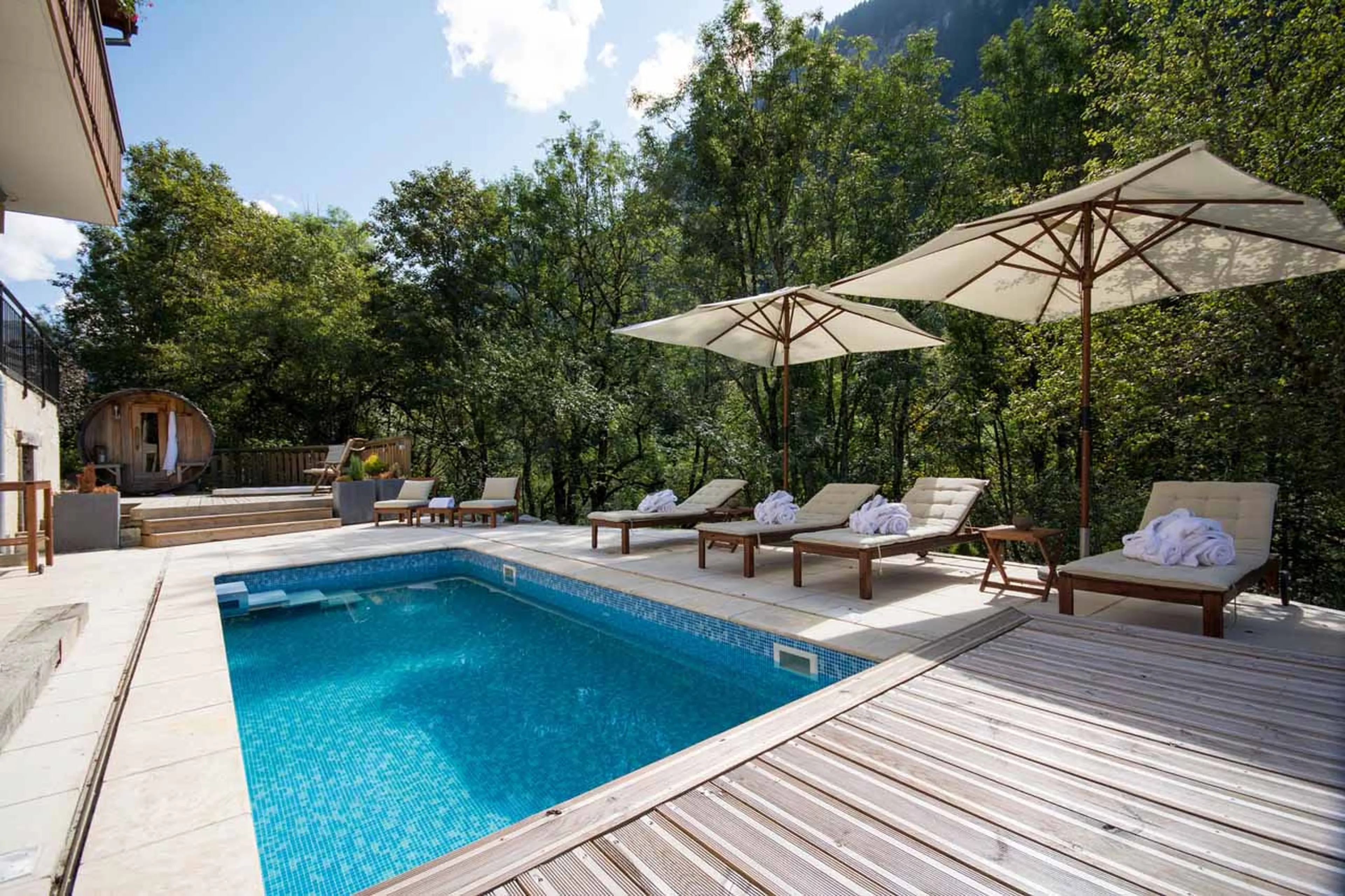 Outdoor pool and sauna at  Chalet Twenty 26 in Morzine