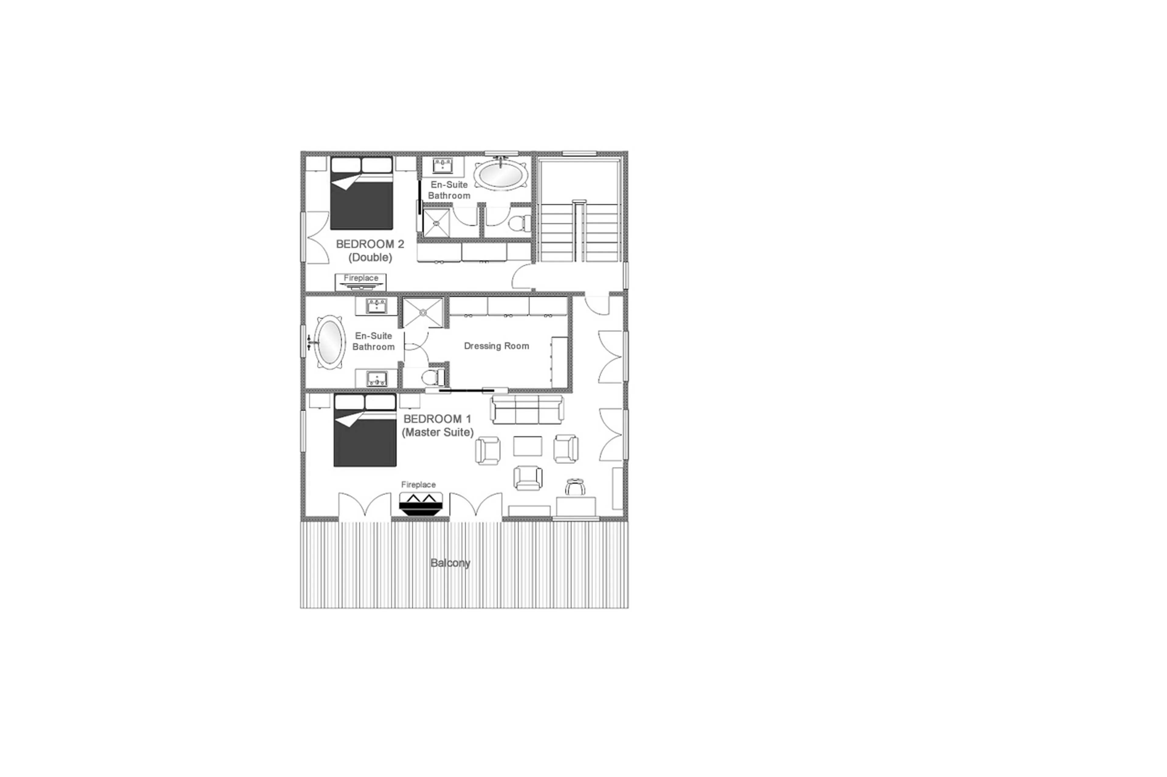 Top floor plan of Chalet Uberhaus in Lech