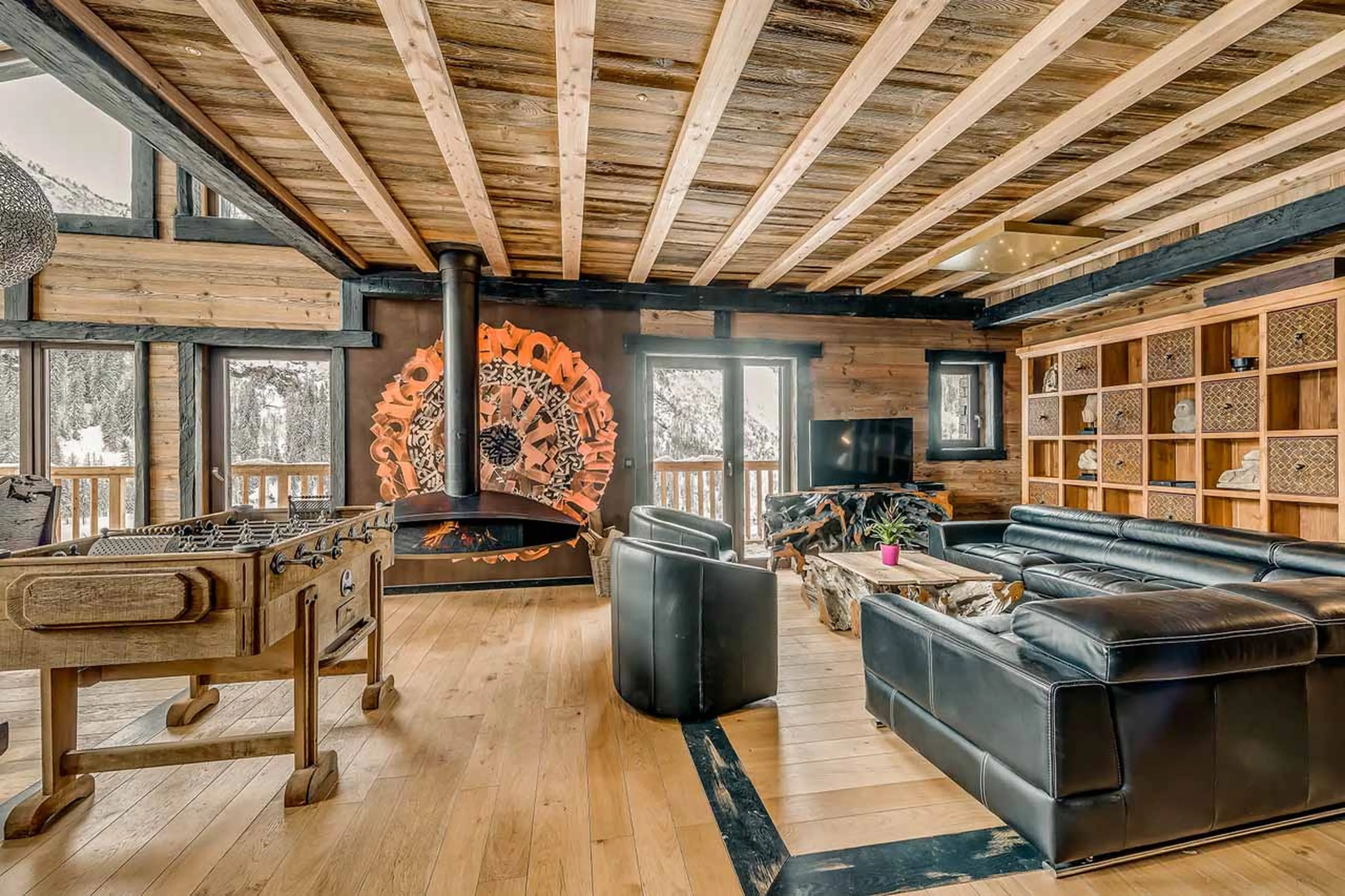 Table football in living room at Chalet Ubud in Tignes