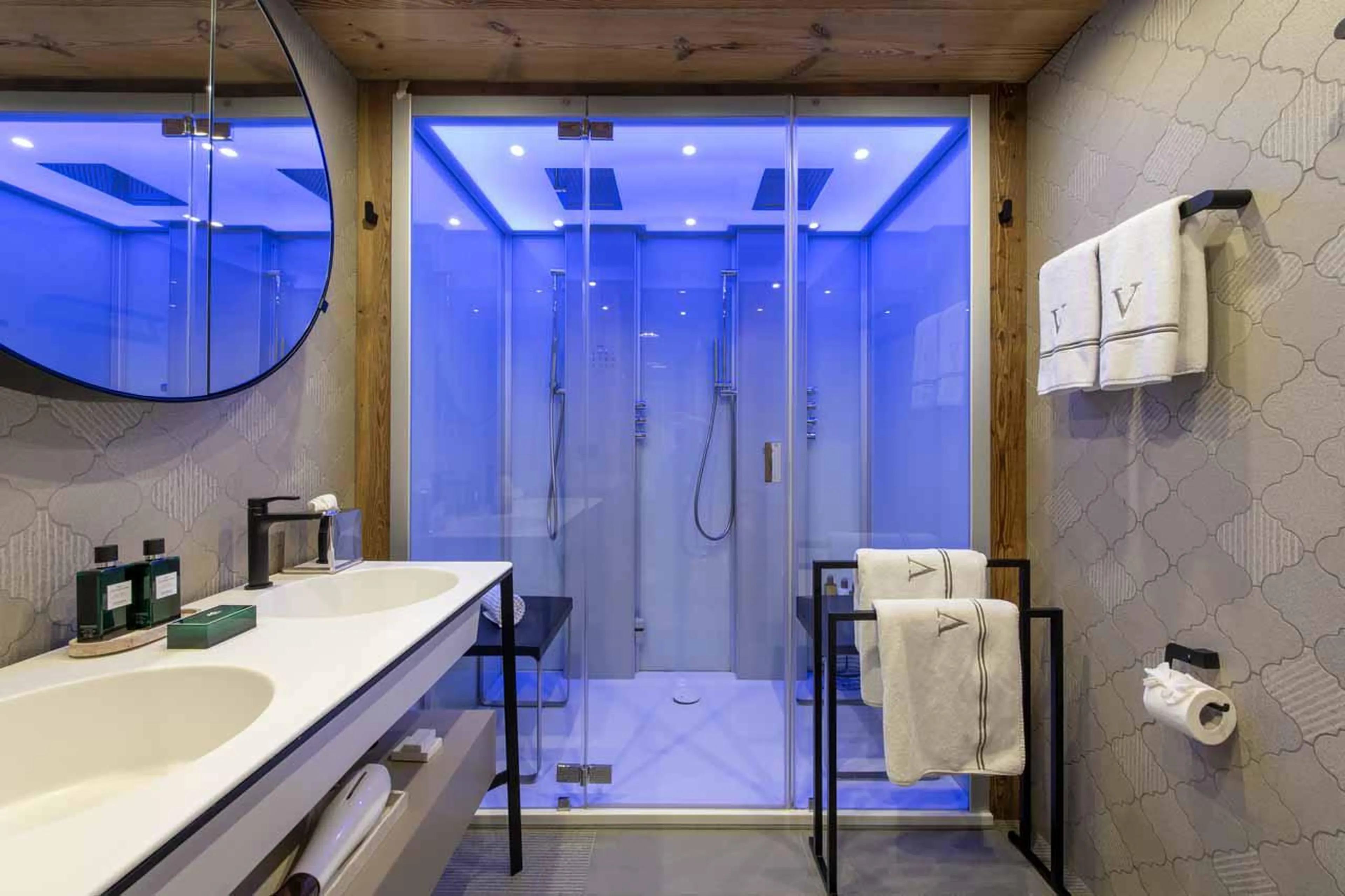 Shower room at Chalet V in La Tzoumaz