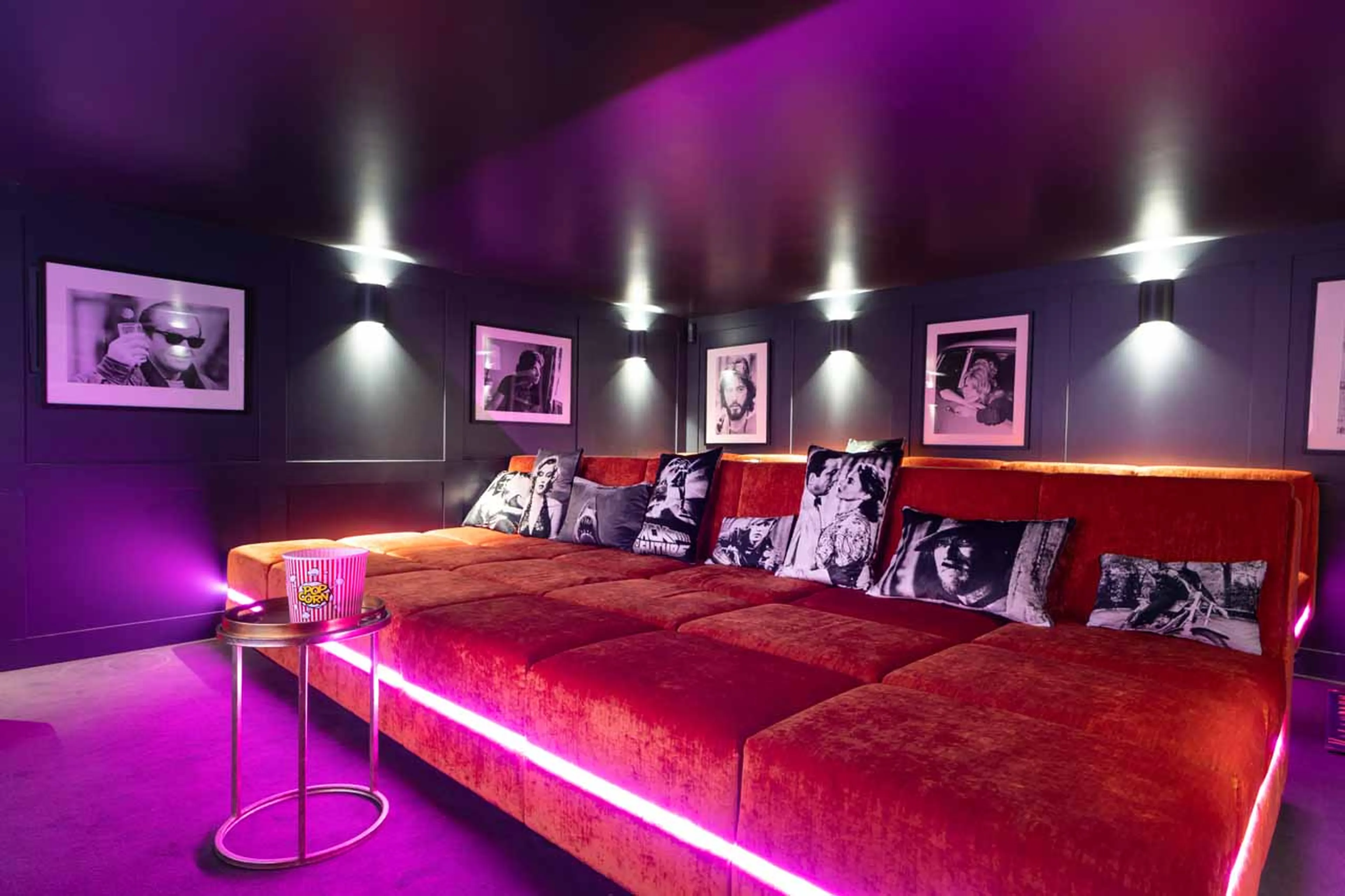 Tiered seating in cinema room at Chalet Valambrun in Les Gets
