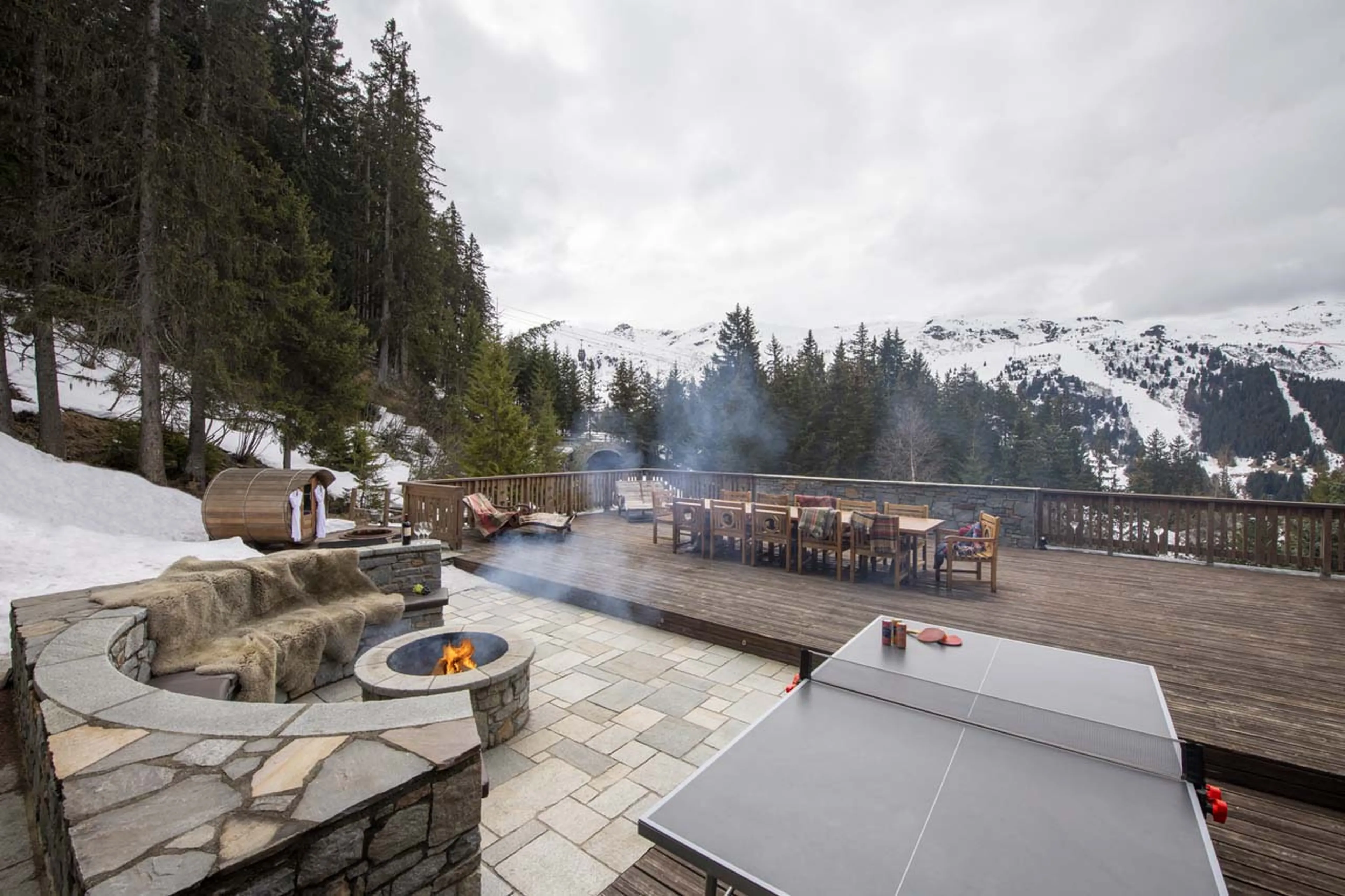 Large terrace at Chalet Valentine in Meribel