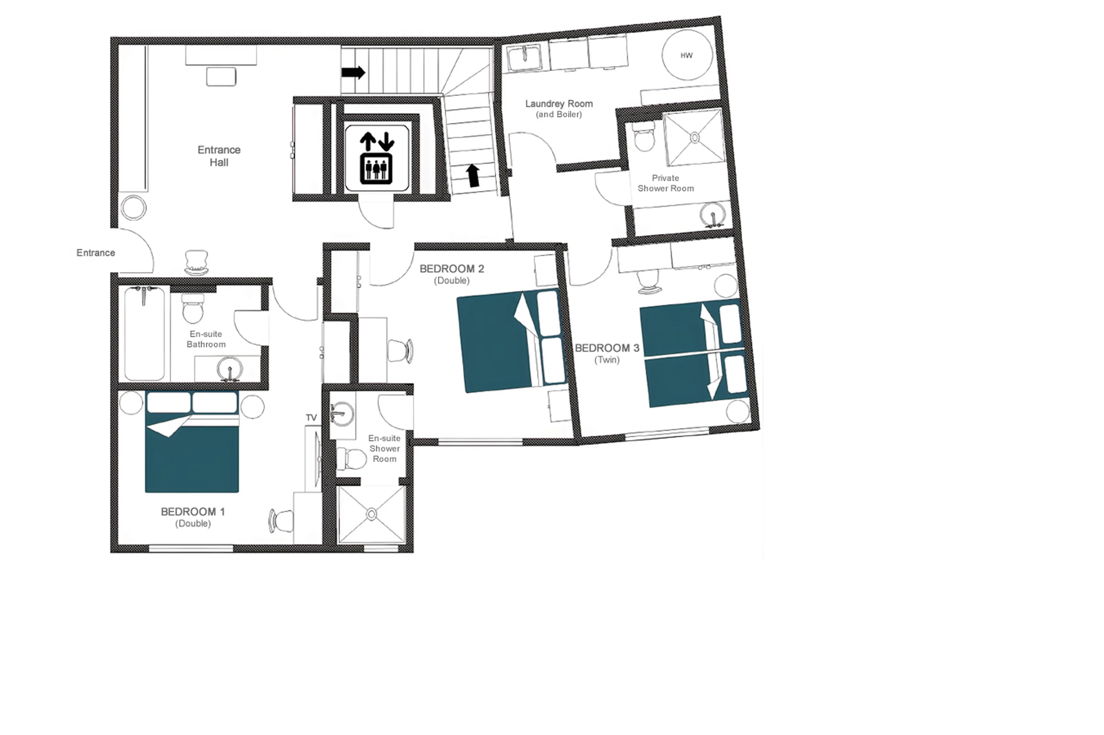 Level 0 floor plan of Chalet D'Arbi in Verbier