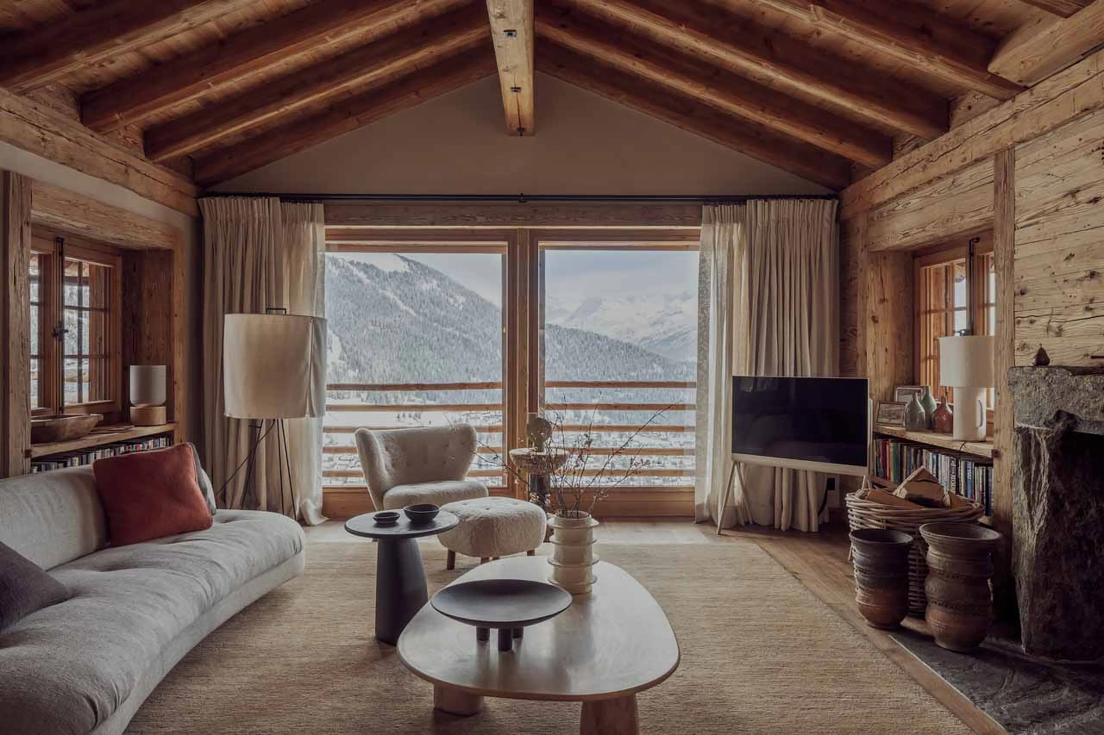 Living area at Vallon D'Arbi in Verbier
