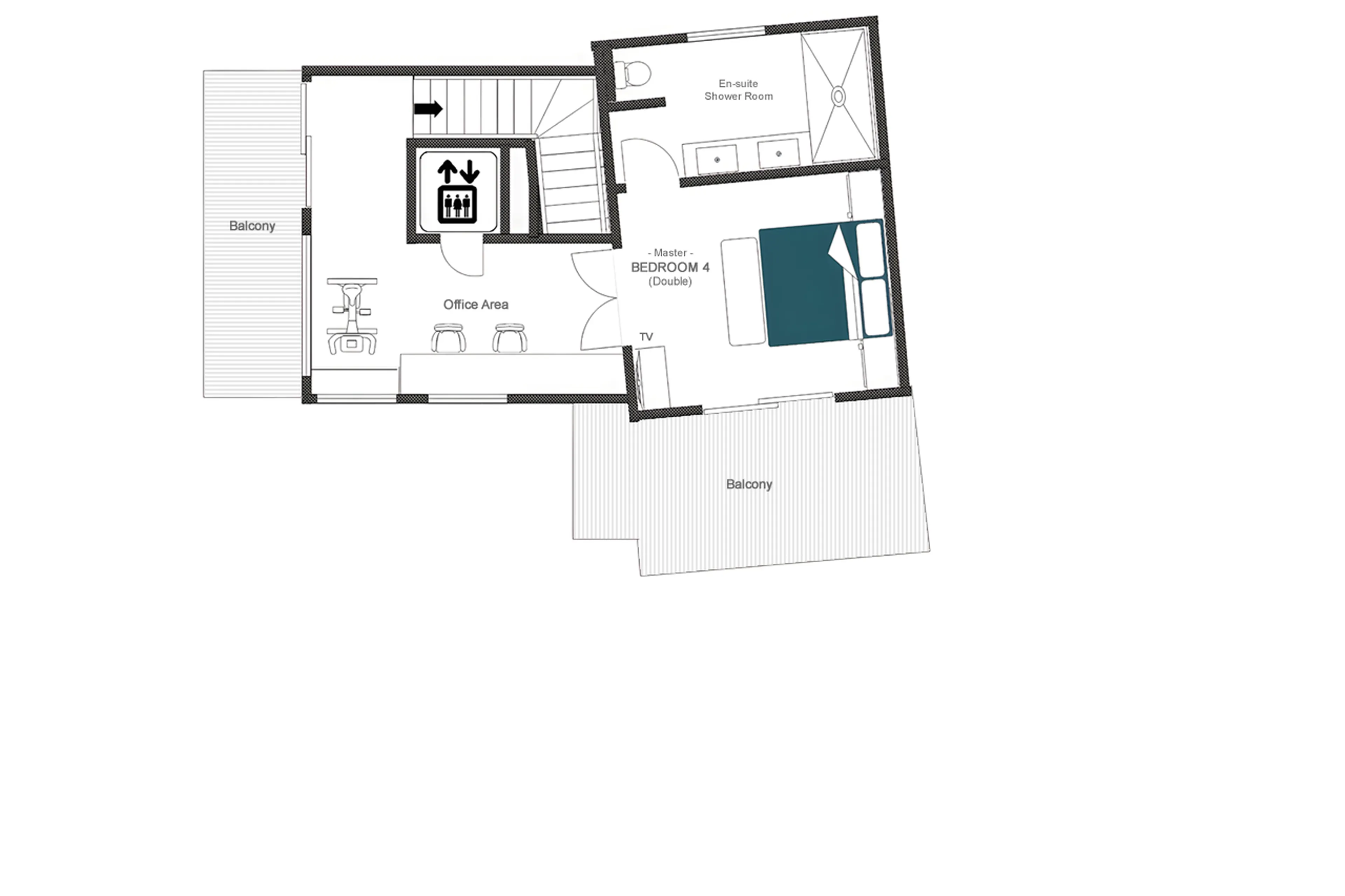 Level 2 floor plan of Chalet D'Arbi in Verbier