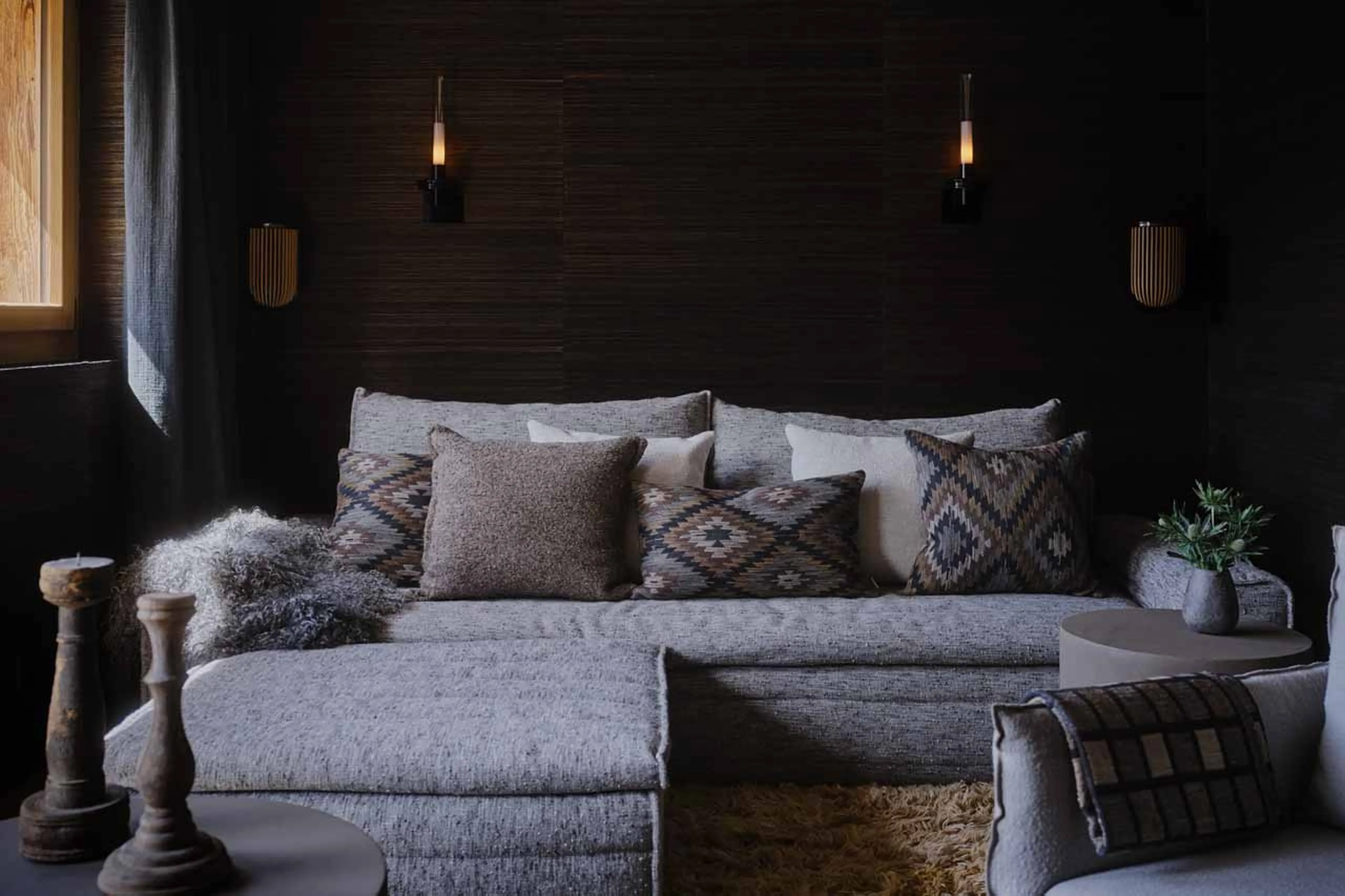 TV room sofas at Vallon D'Arbi in Verbier