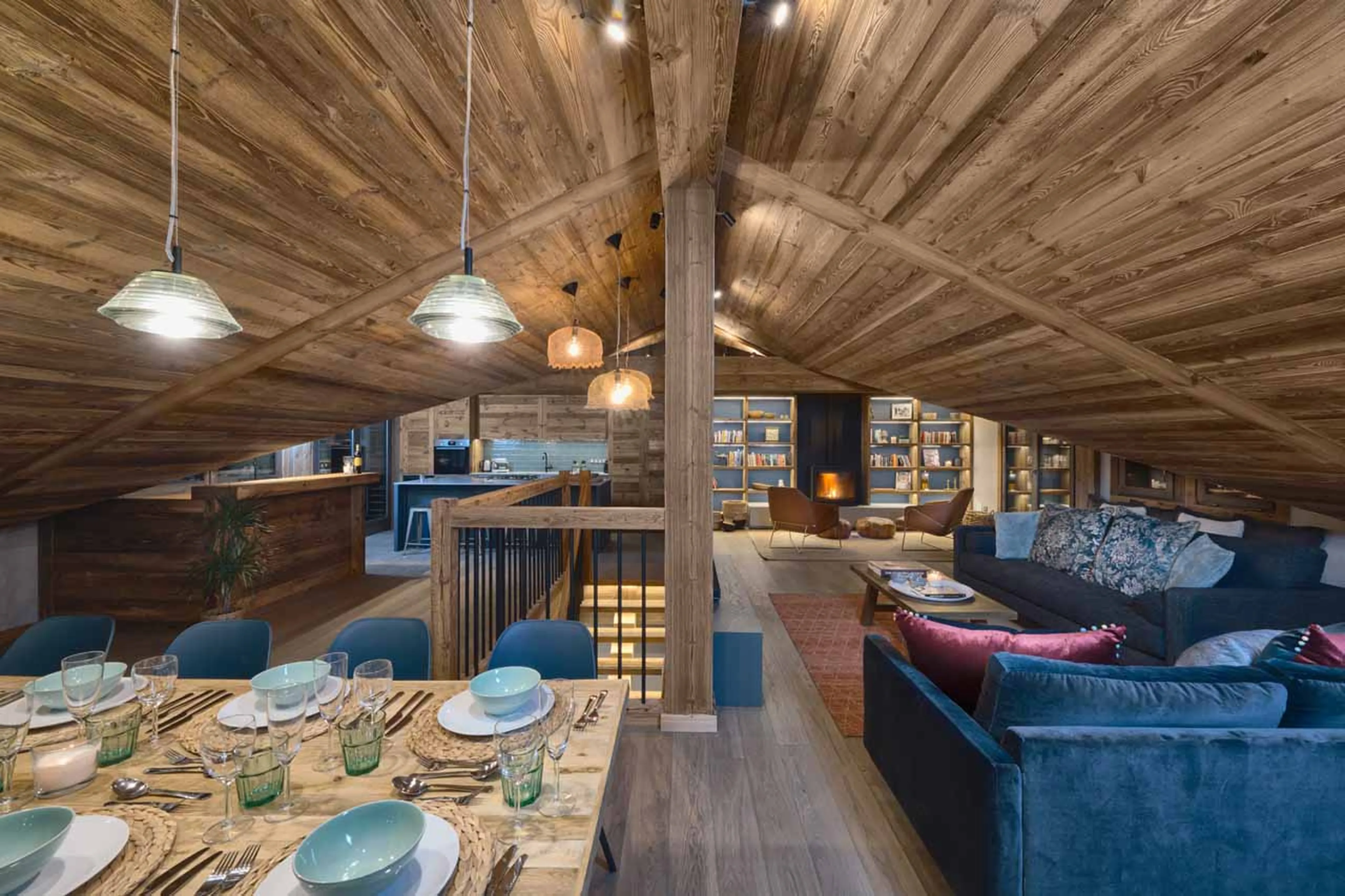 Open plan living area in Chalet Vesper in Morzine