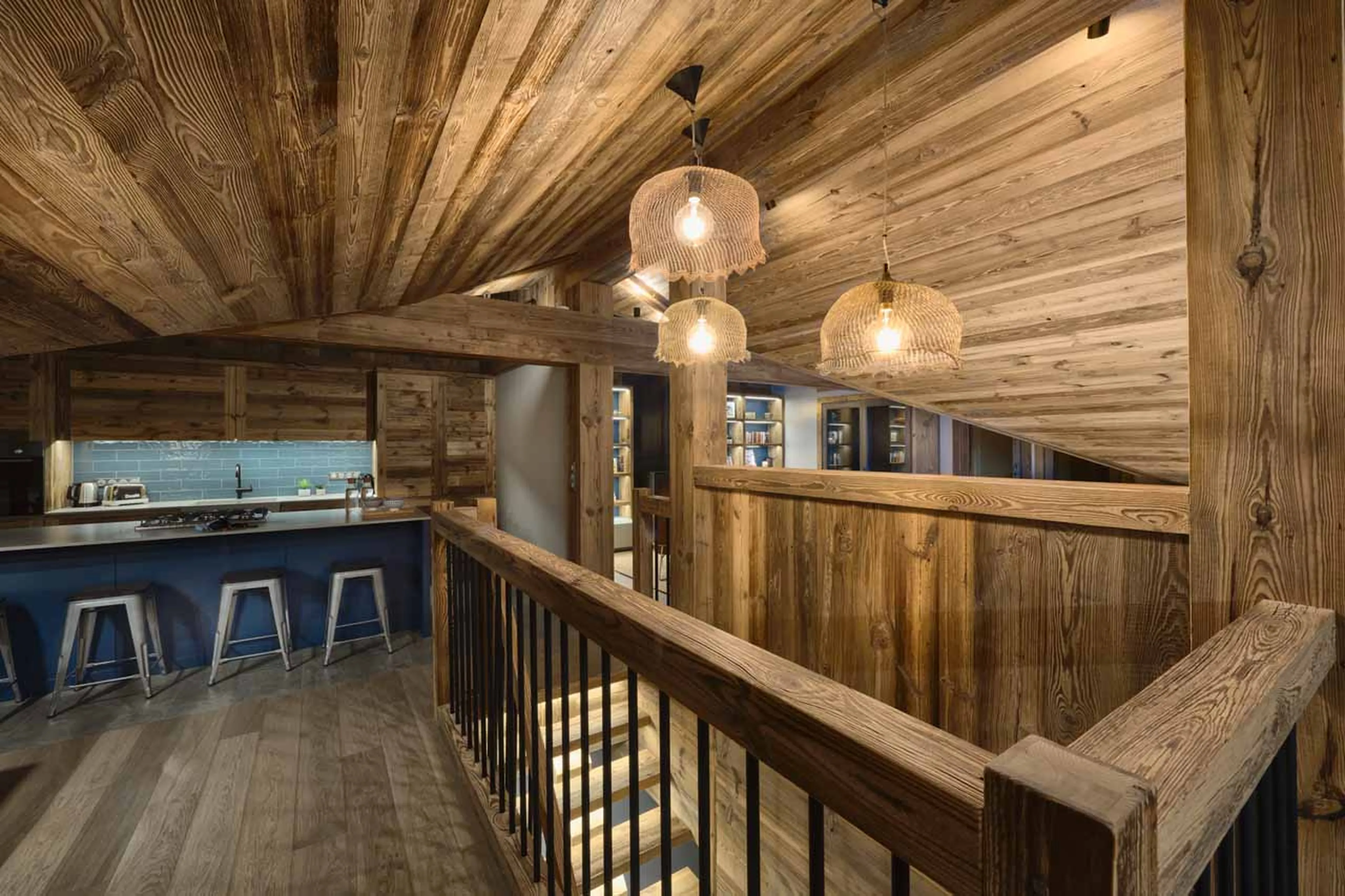 Kitchen with breakfast bar at Chalet Vesper in Morzine