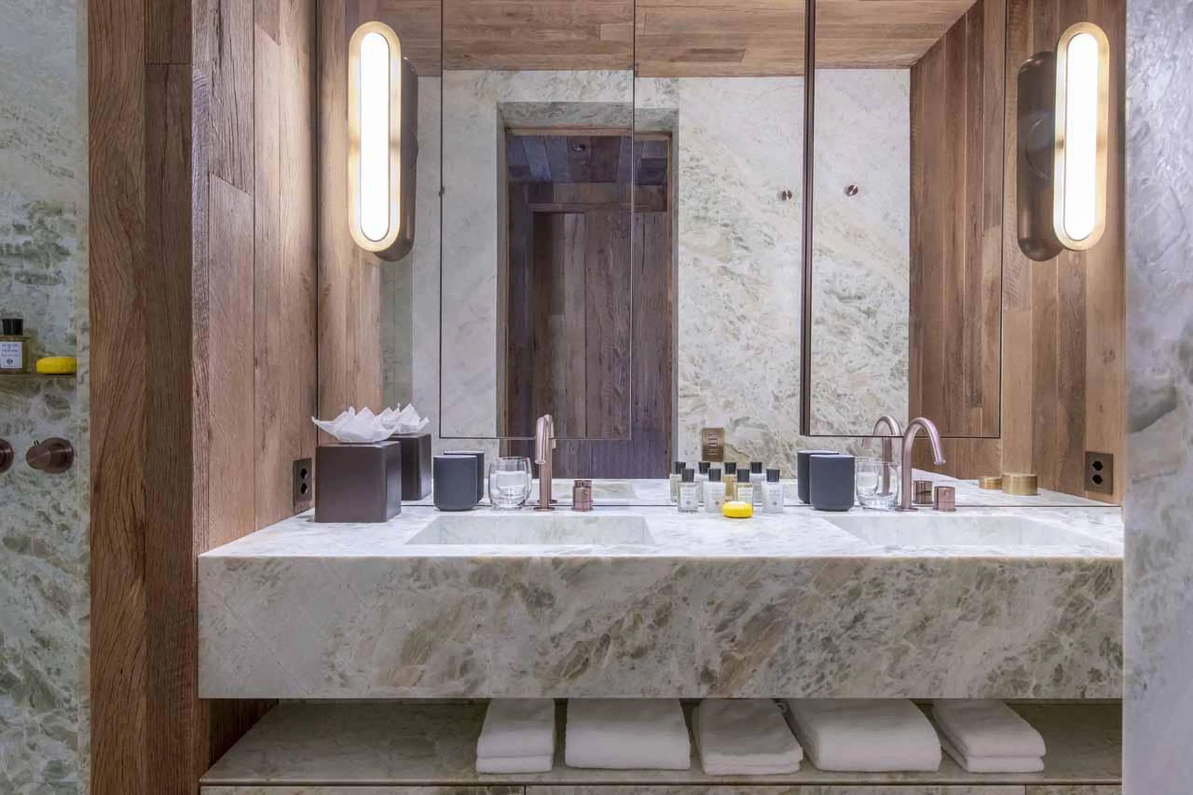 En-suite shower room at Chalet Vicuna in Verbier