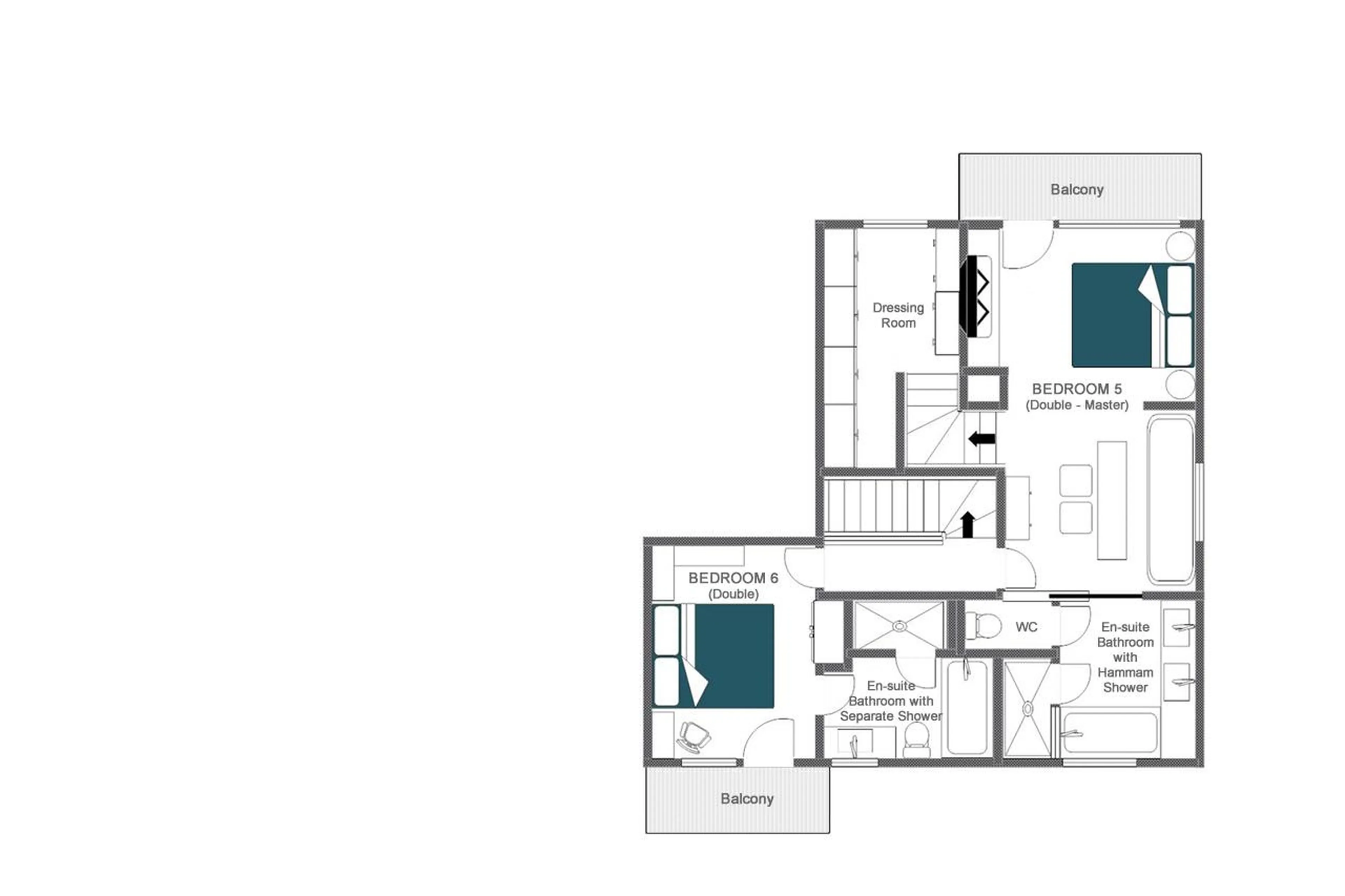 Top level floor plan of Chalet Vicuna in Verbier