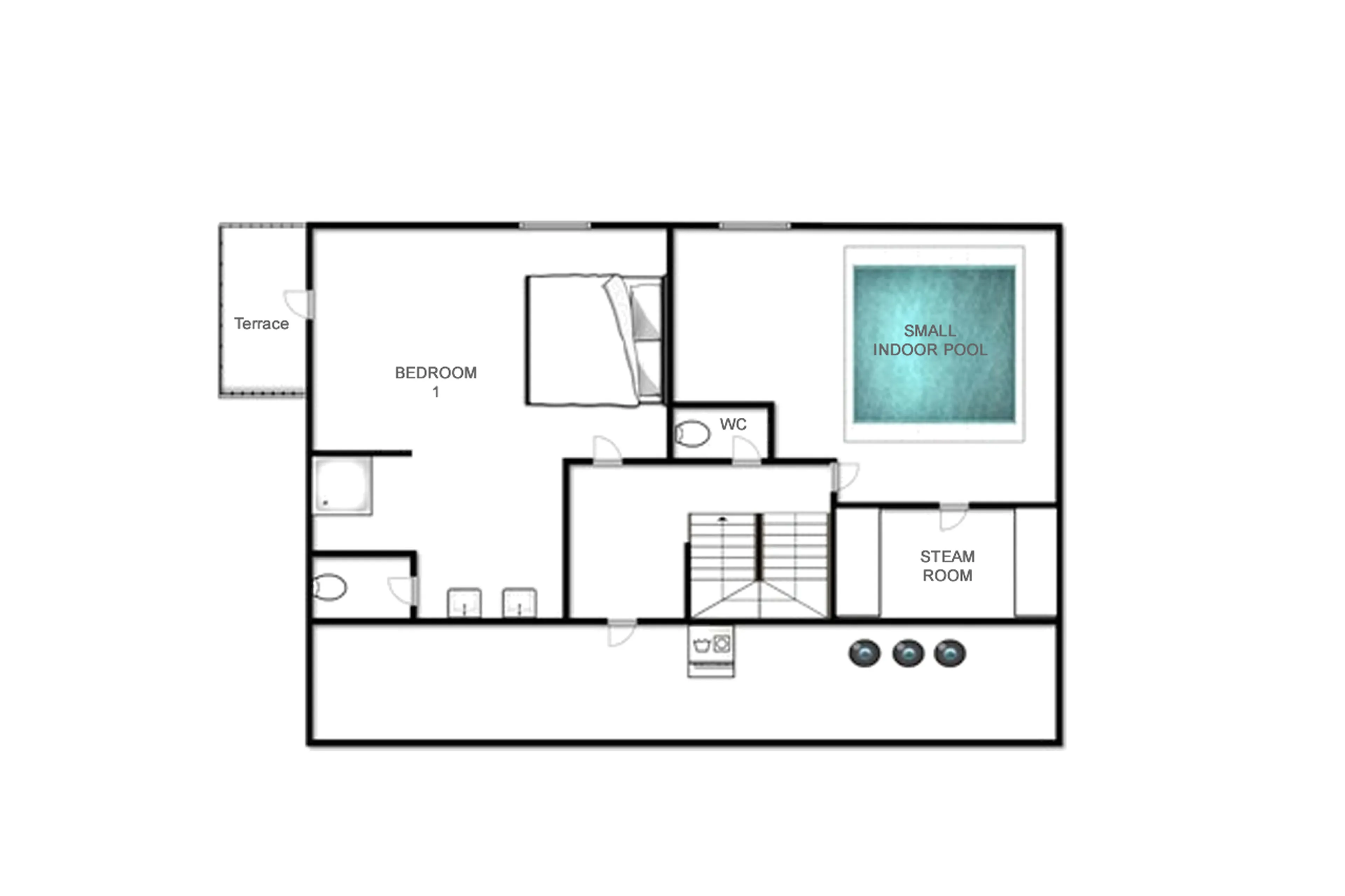 Level -2 floor plan of Chalet Vieux Pont in Val d'Isere
