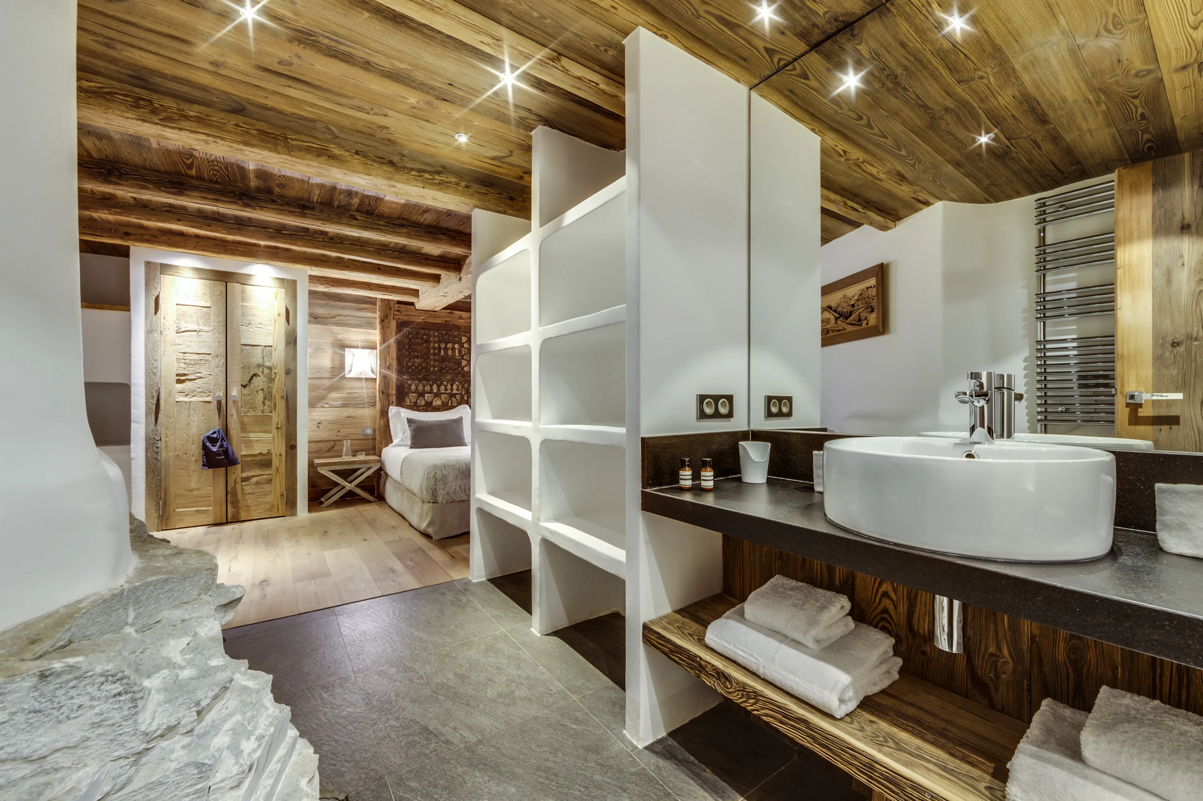 Dressing area and shower room at Chalet Vieux Pont in Val d'Isere