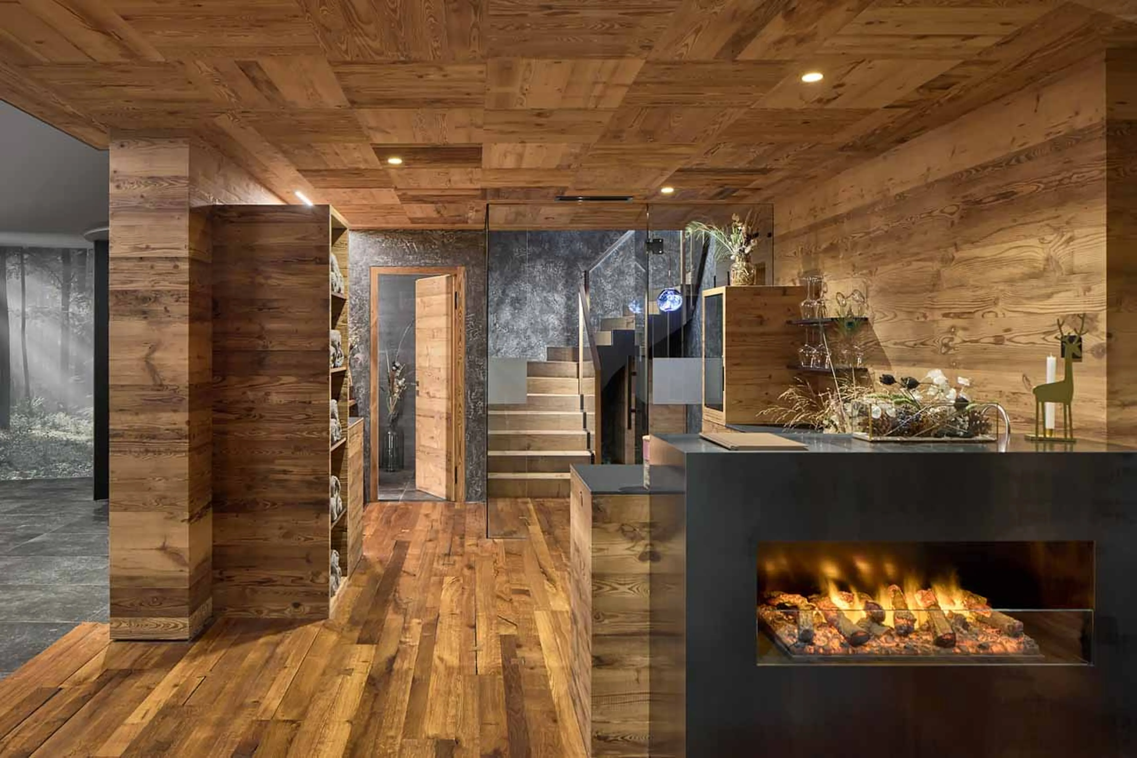 Entrance to spa area at Chalet Vilaiet in Val Gardena