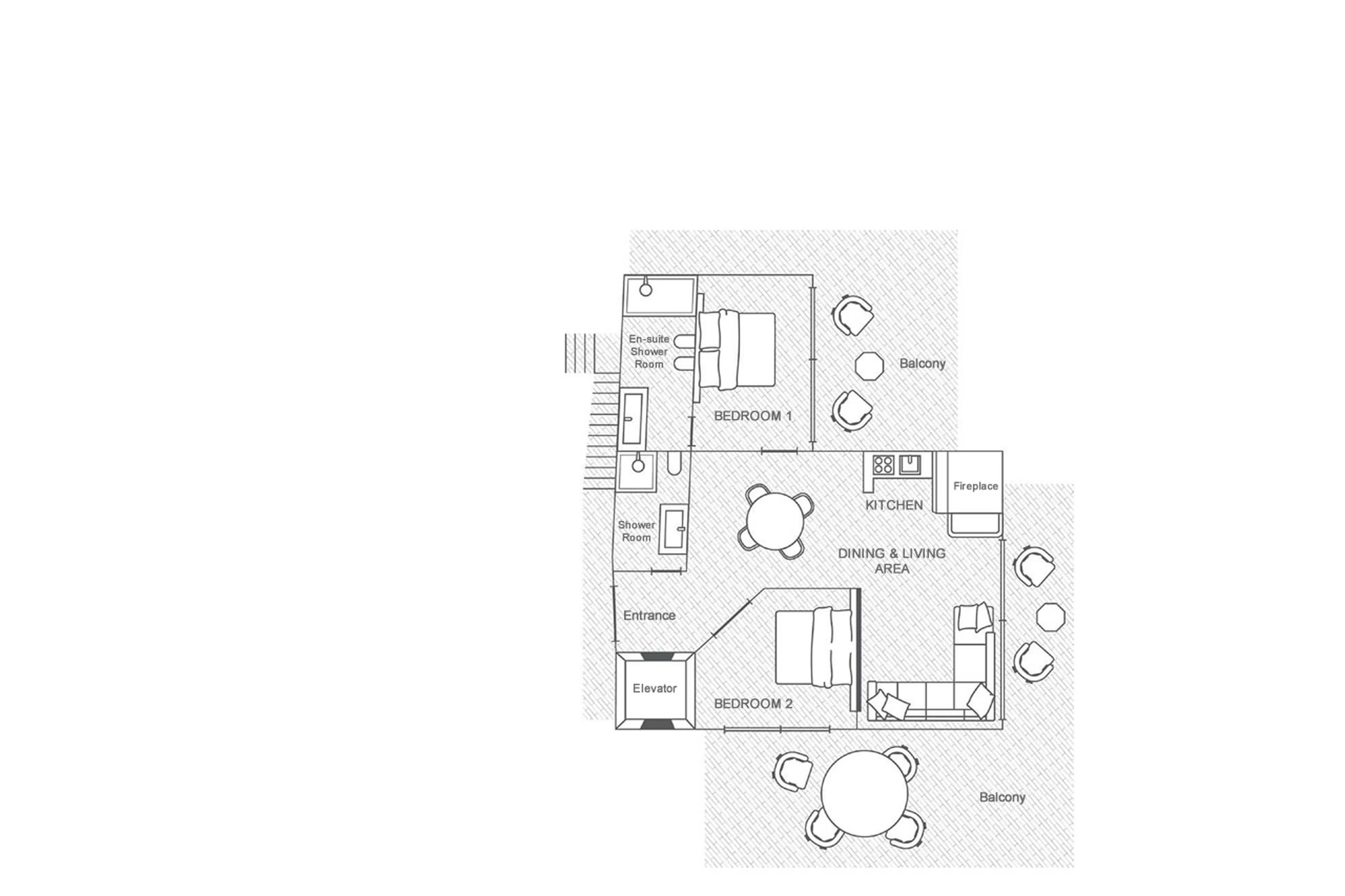 Level 1 floor plan of Chalet Villa Carolina in Val Gardena