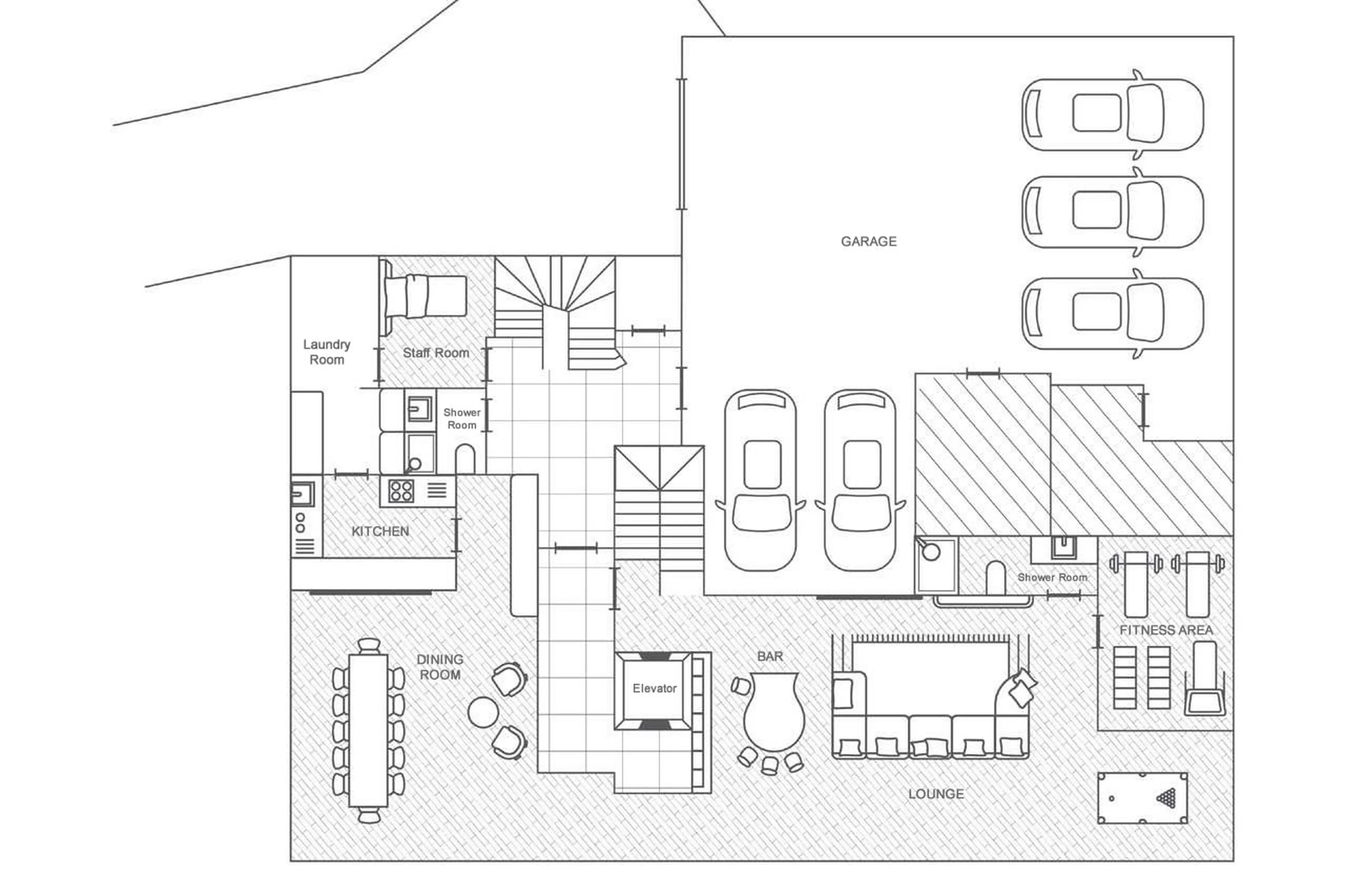 Level -1 floor plan of Chalet Villa Carolina in Val Gardena