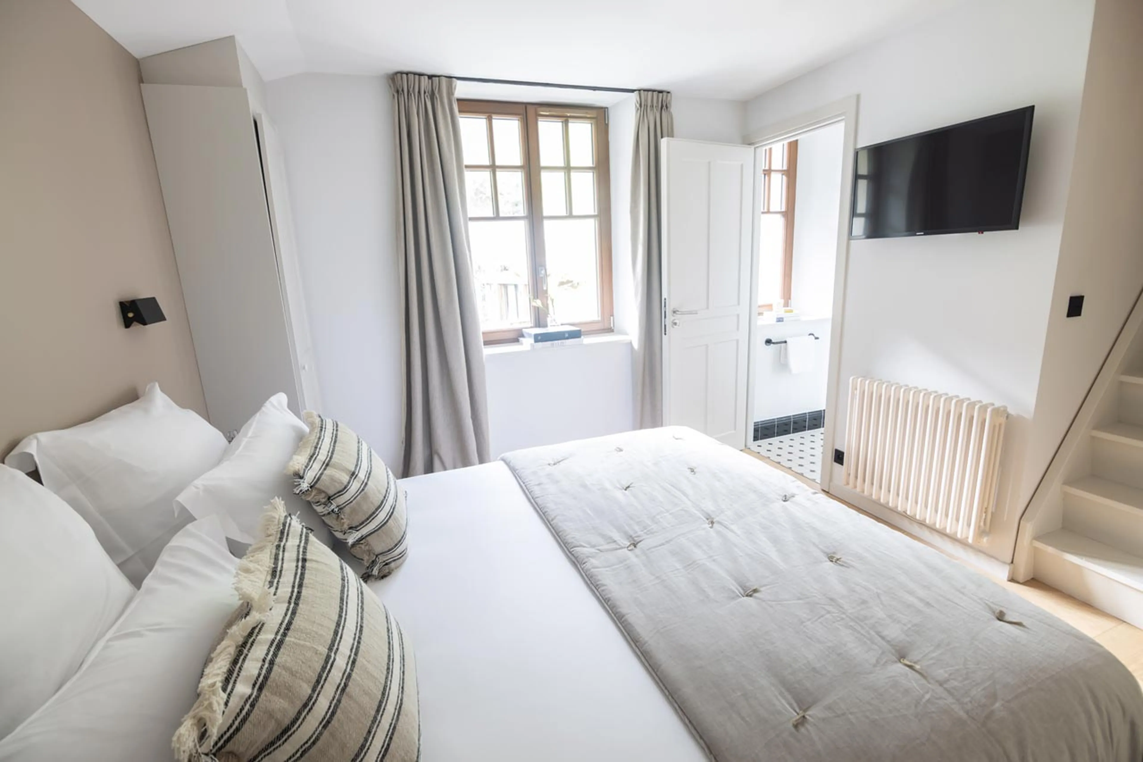 Stairs to mezzanine at Chalet Le Volet Rouge in Chamonix