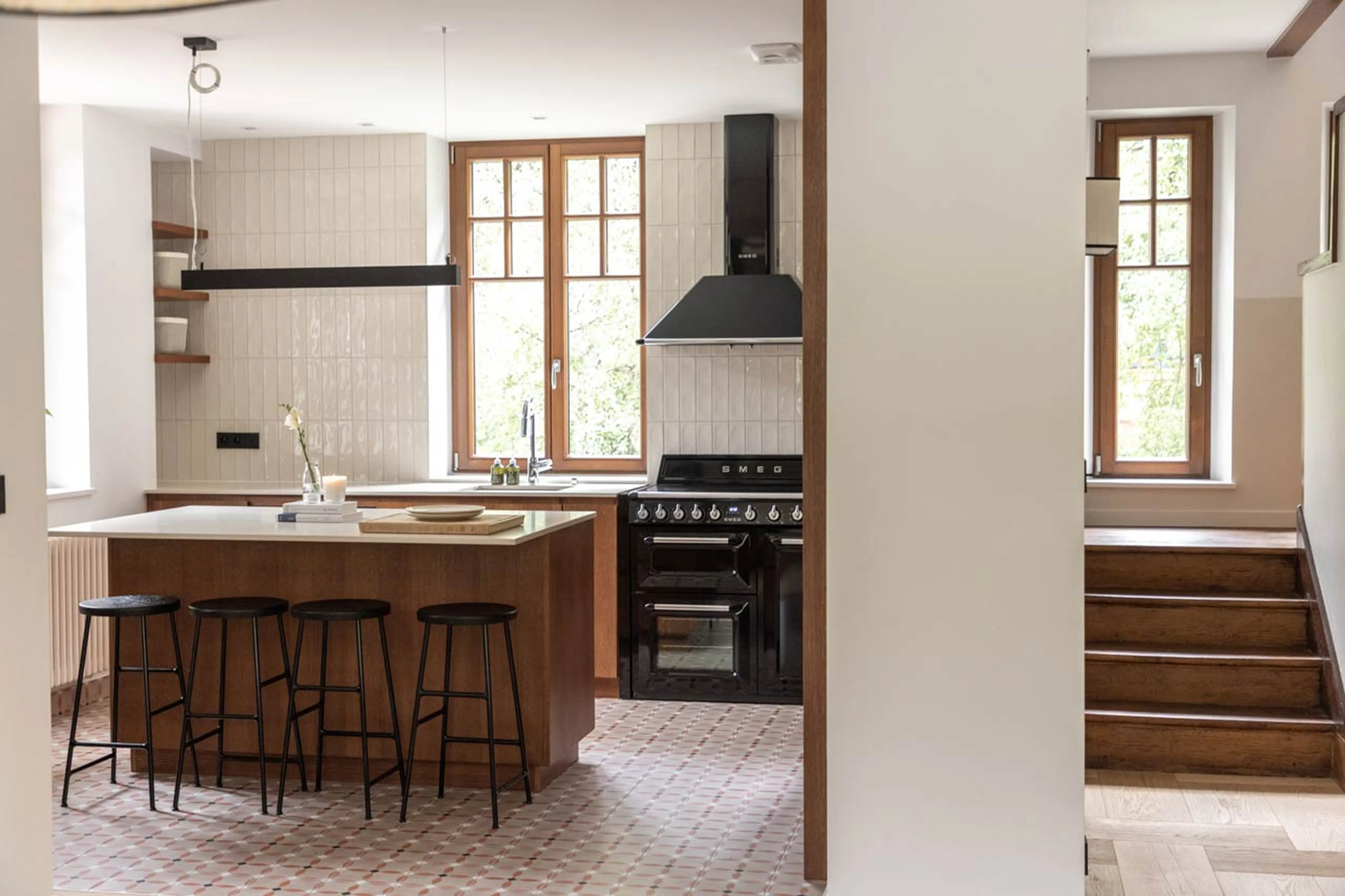 Breakfast bar and kitchen at Chalet Le Volet Rouge in Chamonix