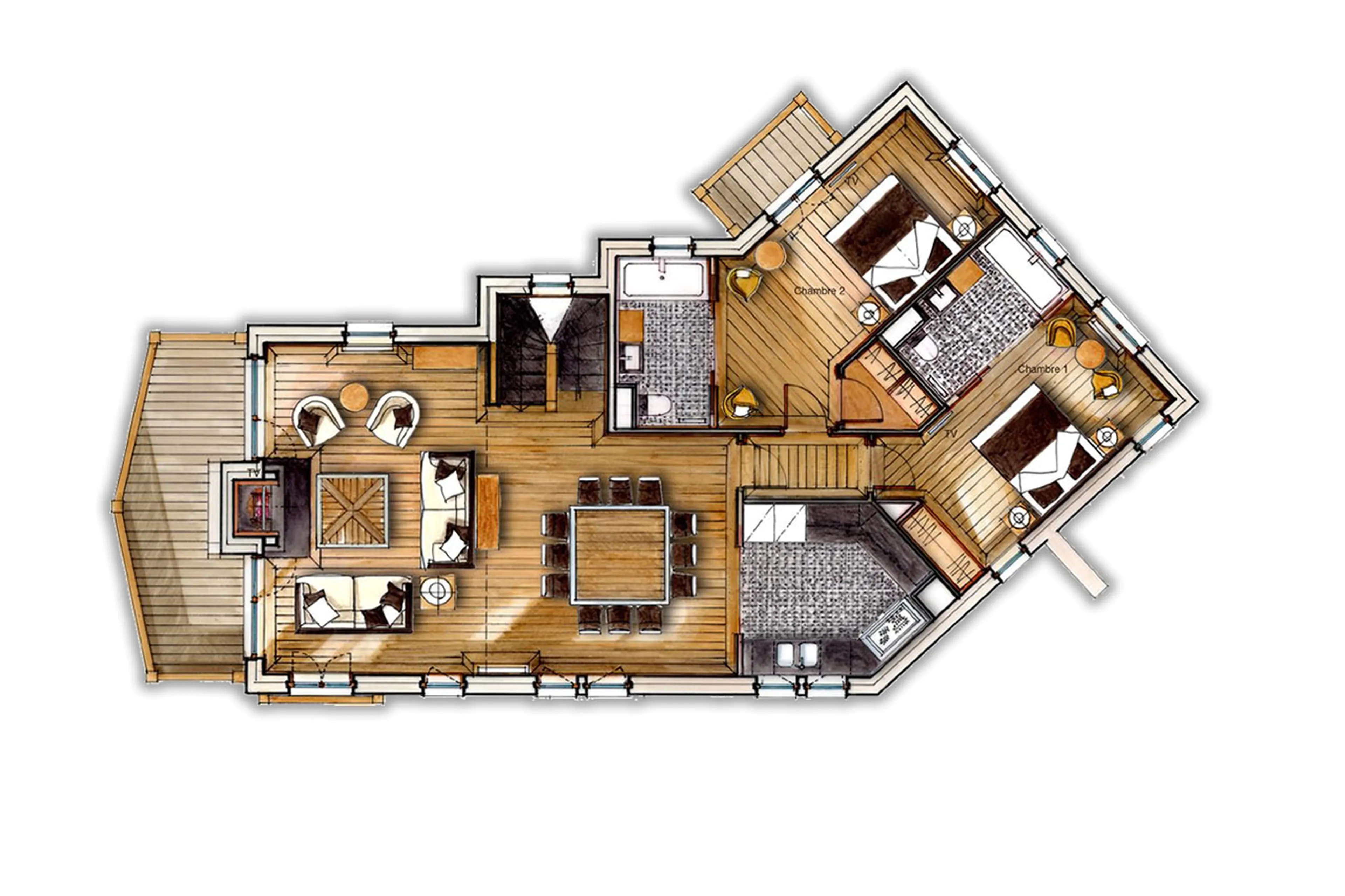 Level 1 floor plan of Chalet White Pearl in Val d’Isere