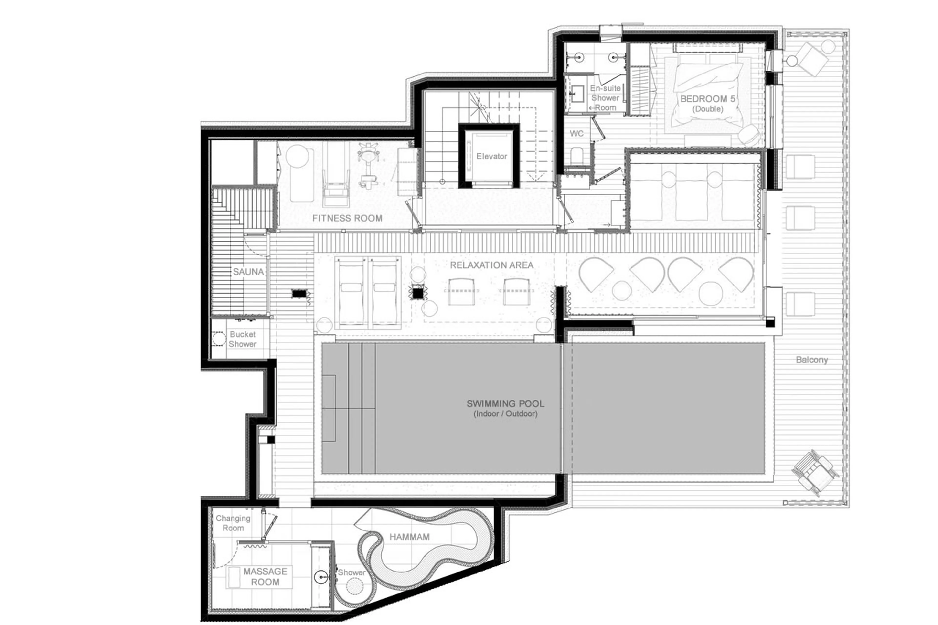 Level 1 floor plan of Chalet White Sand in Courchevel 1550