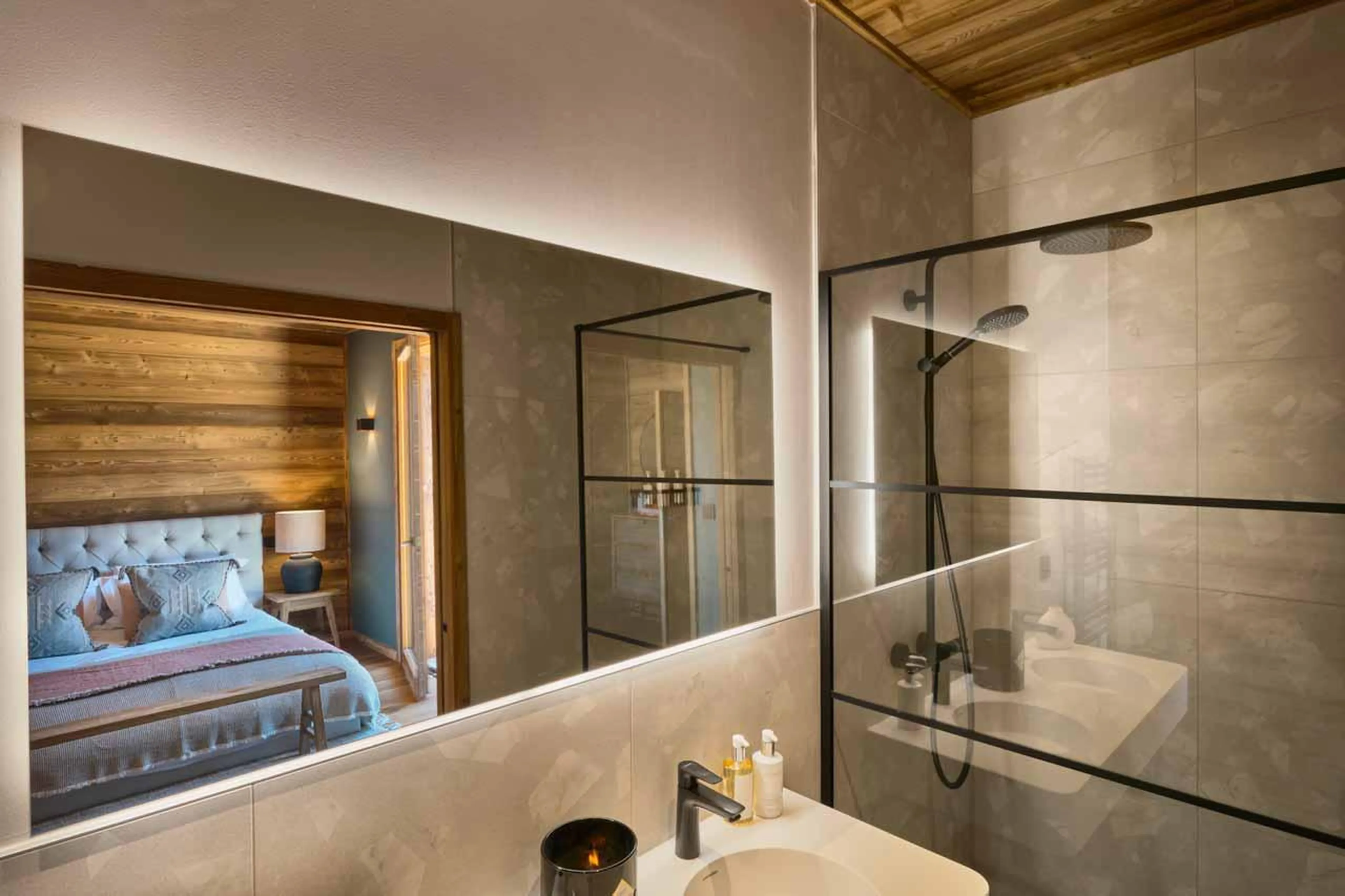 En-suite shower room at Chalet Xanadu in Morzine