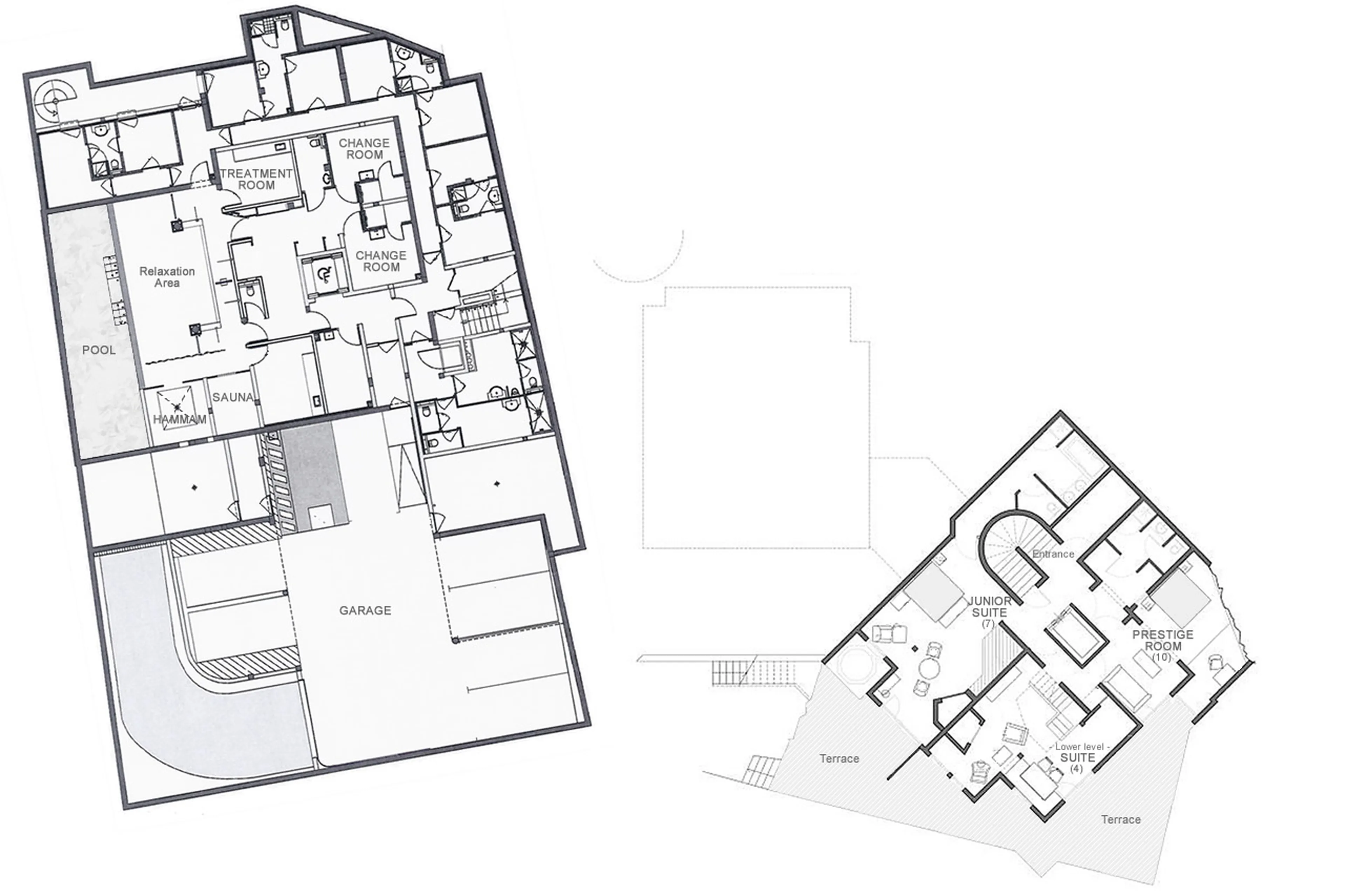 Lounge bar floor plan of Le Chalet Zannier in Megeve
